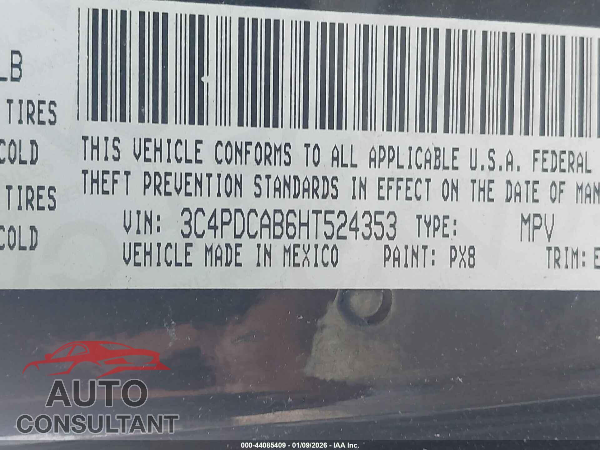 DODGE JOURNEY 2017 - 3C4PDCAB6HT524353