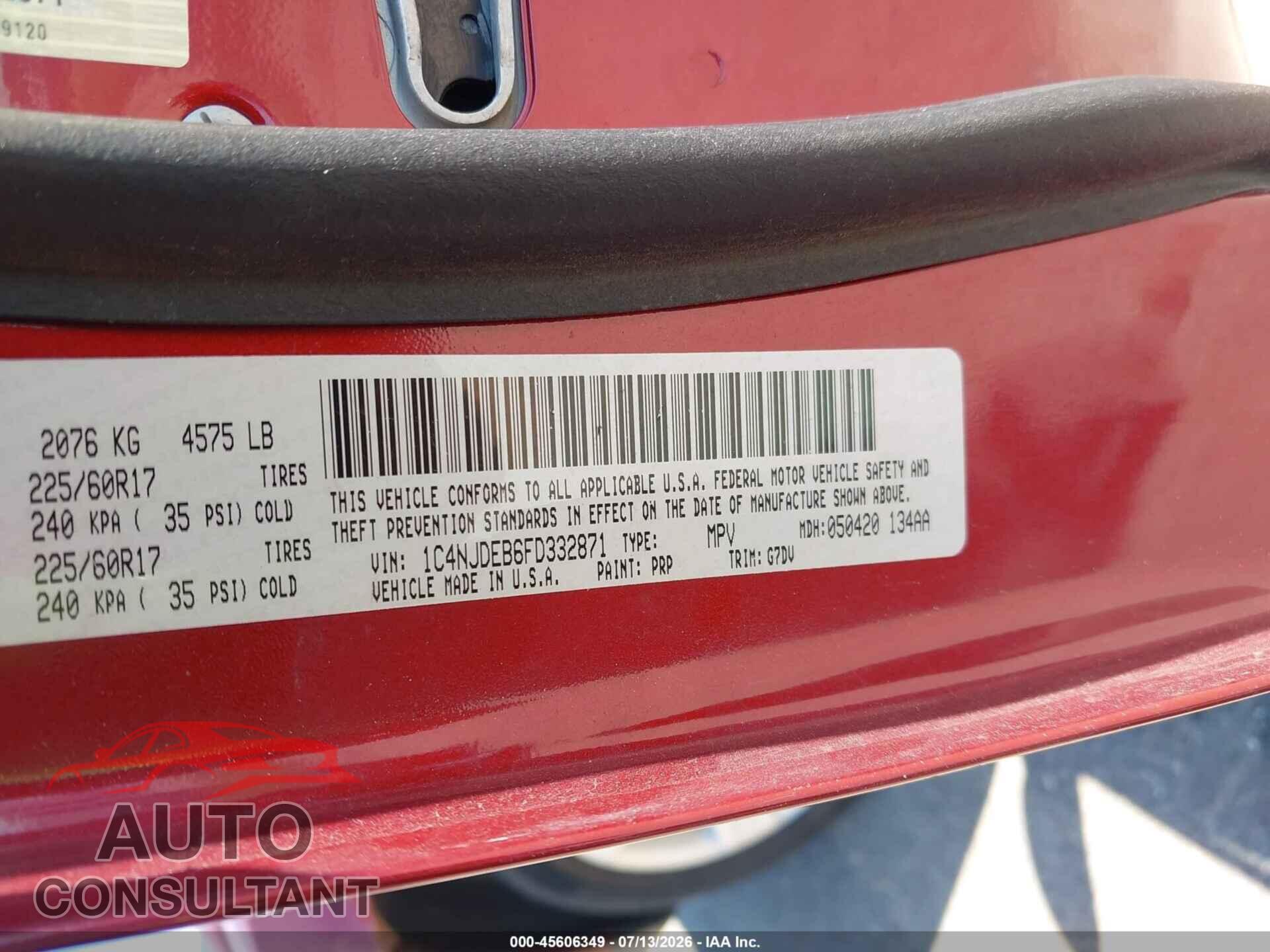 JEEP COMPASS 2015 - 1C4NJDEB6FD332871