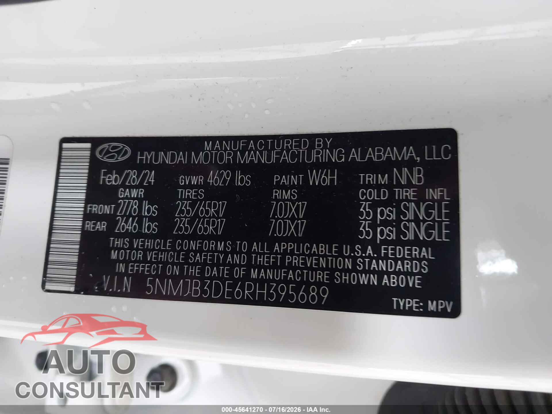 HYUNDAI TUCSON 2024 - 5NMJB3DE6RH395689