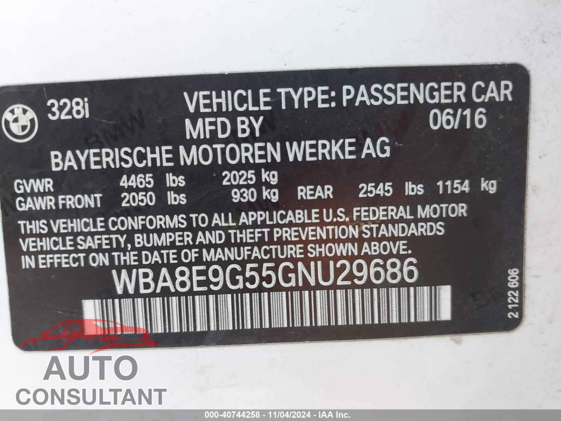 BMW 328I 2016 - WBA8E9G55GNU29686