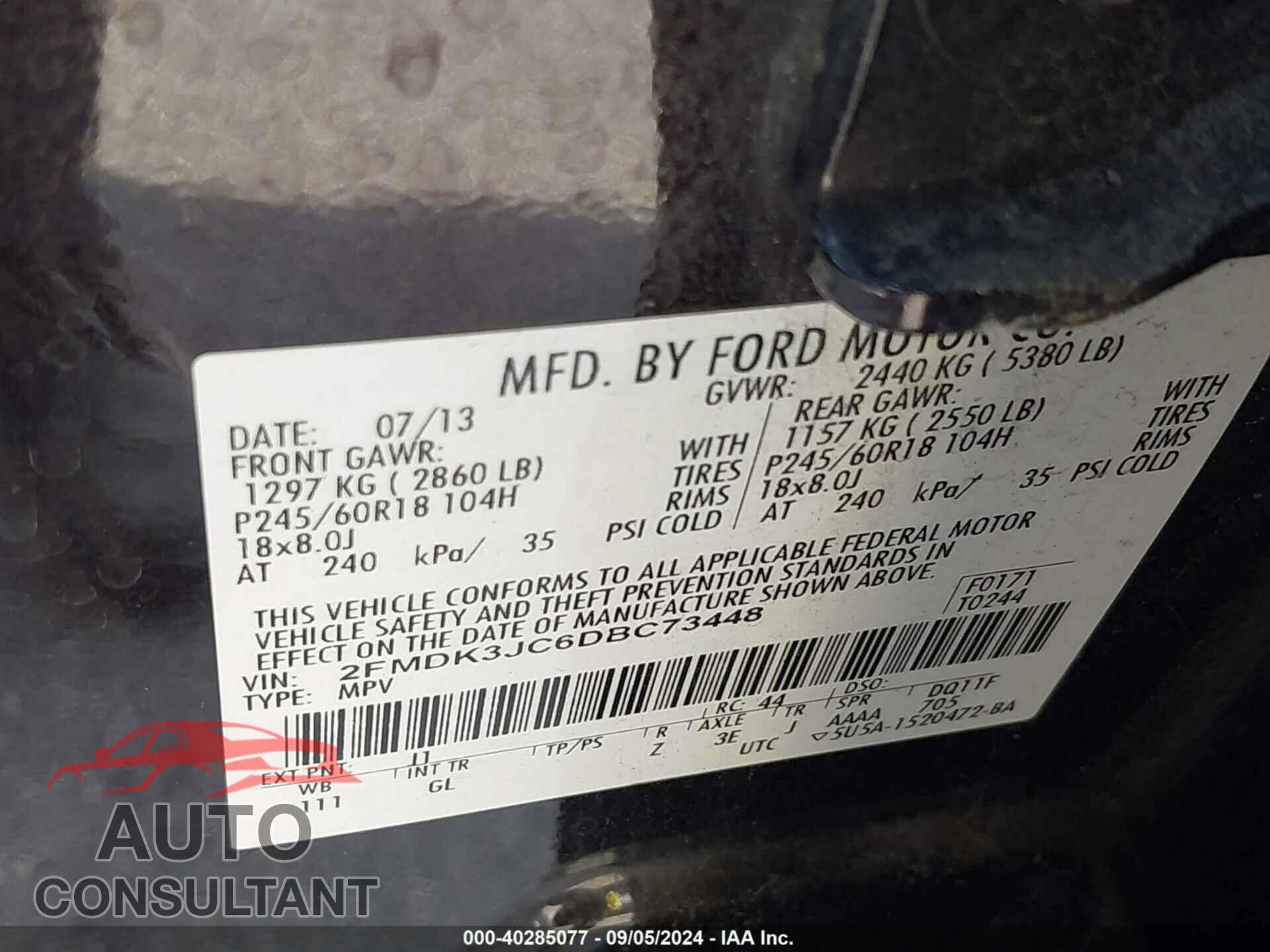 FORD EDGE 2013 - 2FMDK3JC6DBC73448