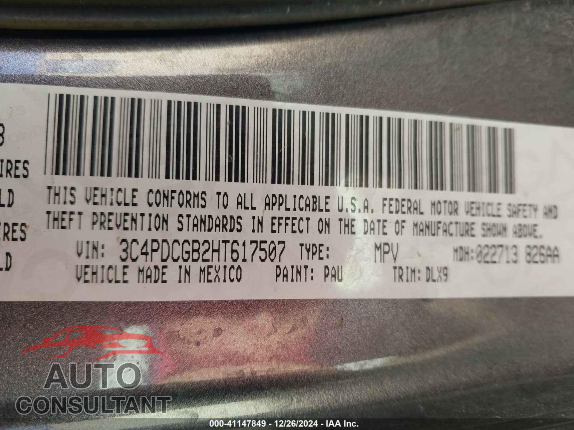 DODGE JOURNEY 2017 - 3C4PDCGB2HT617507