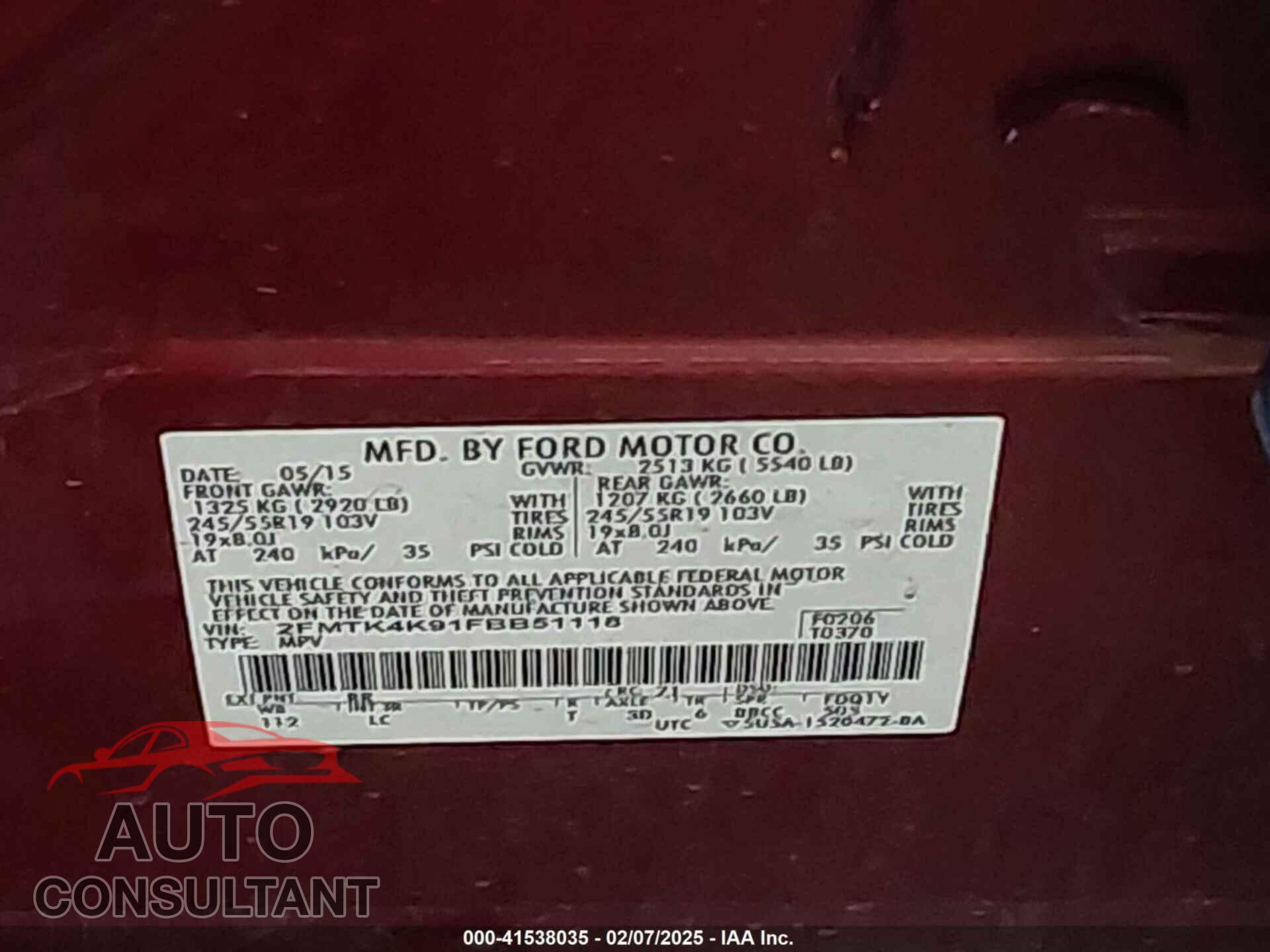 FORD EDGE 2015 - 2FMTK4K91FBB51118
