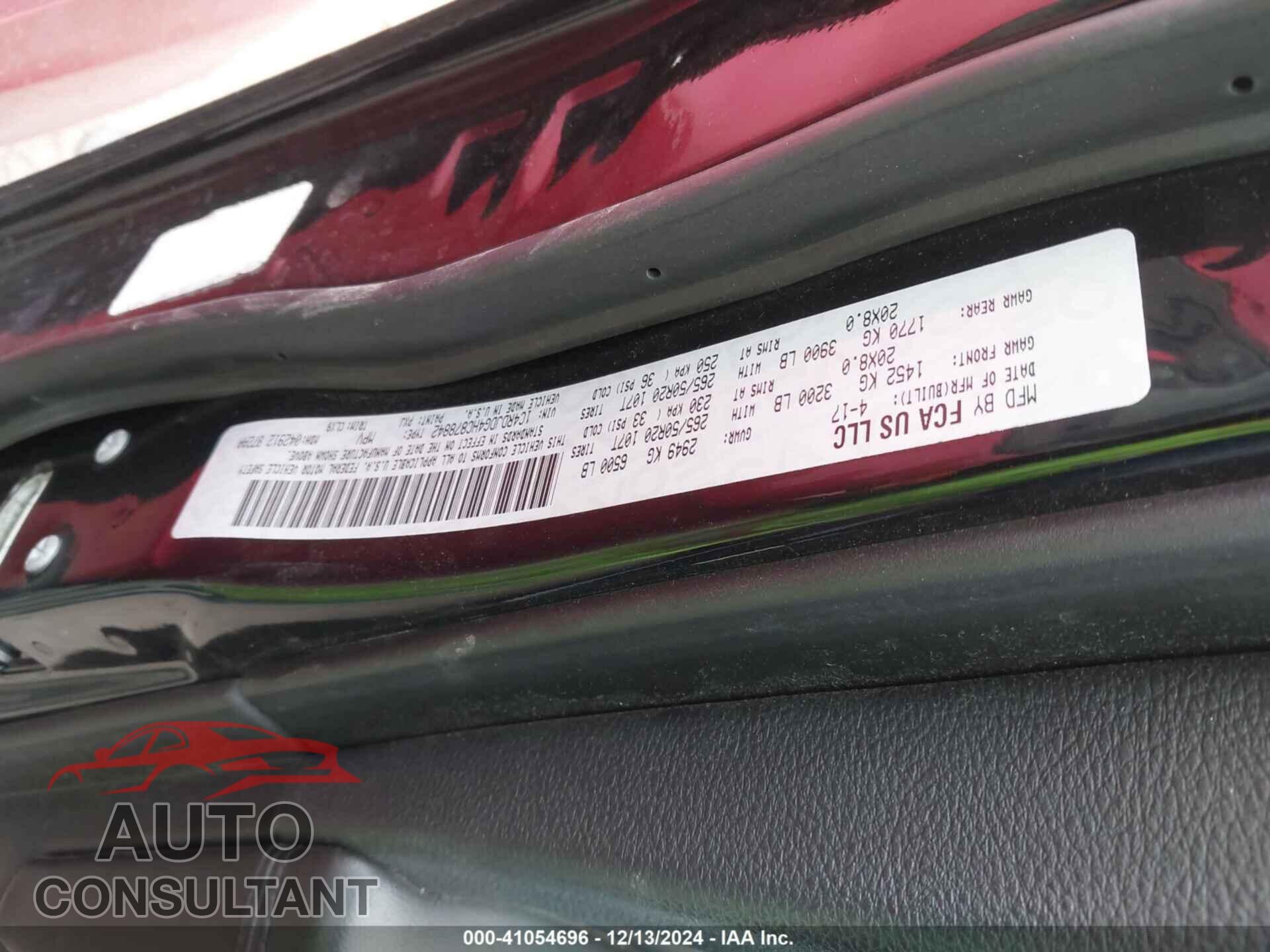 DODGE DURANGO 2017 - 1C4RDJDG4HC878842