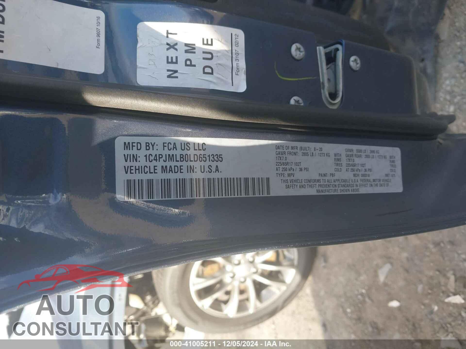 JEEP CHEROKEE 2020 - 1C4PJMLB0LD651335