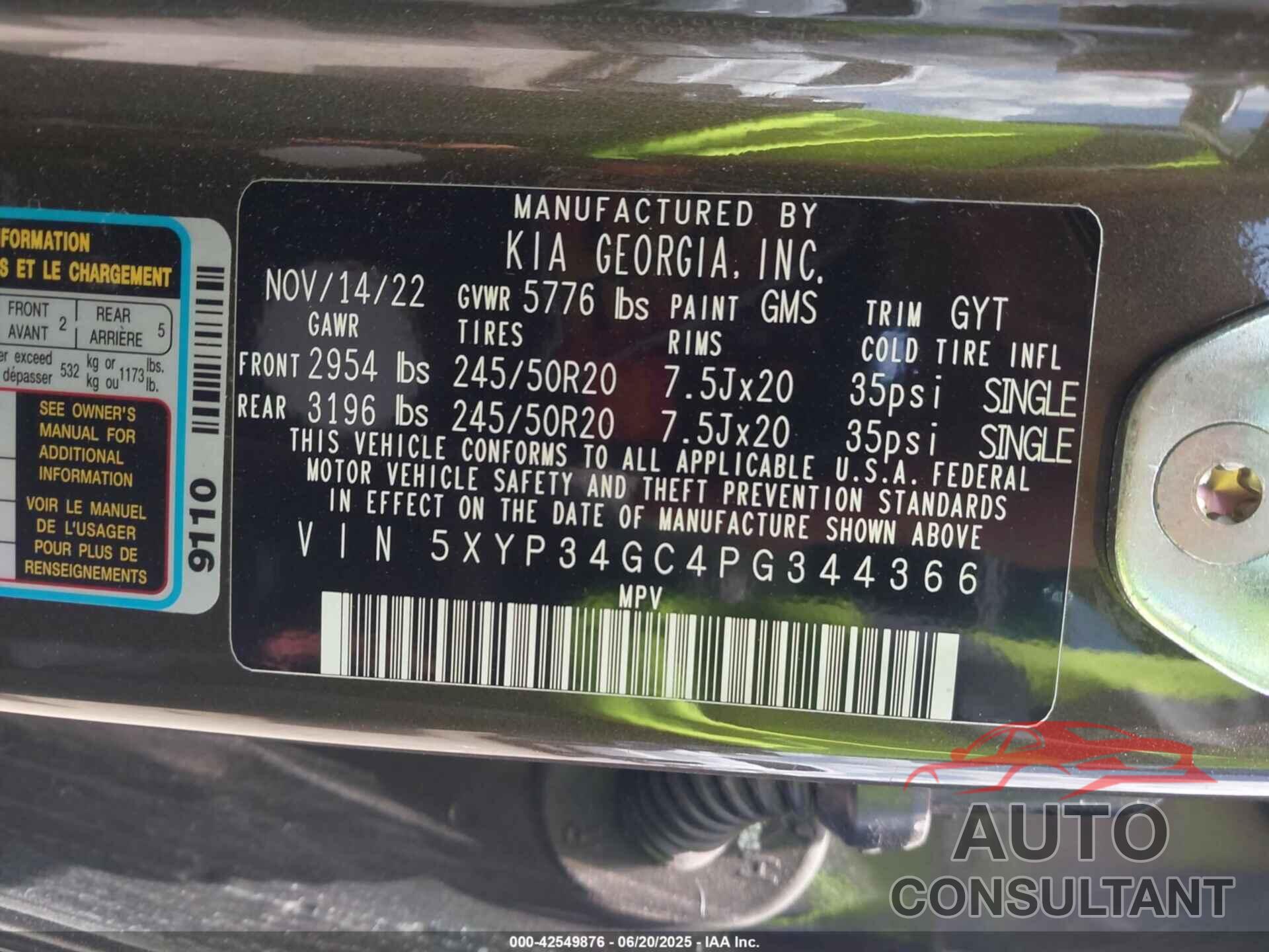 KIA TELLURIDE 2023 - 5XYP34GC4PG344366