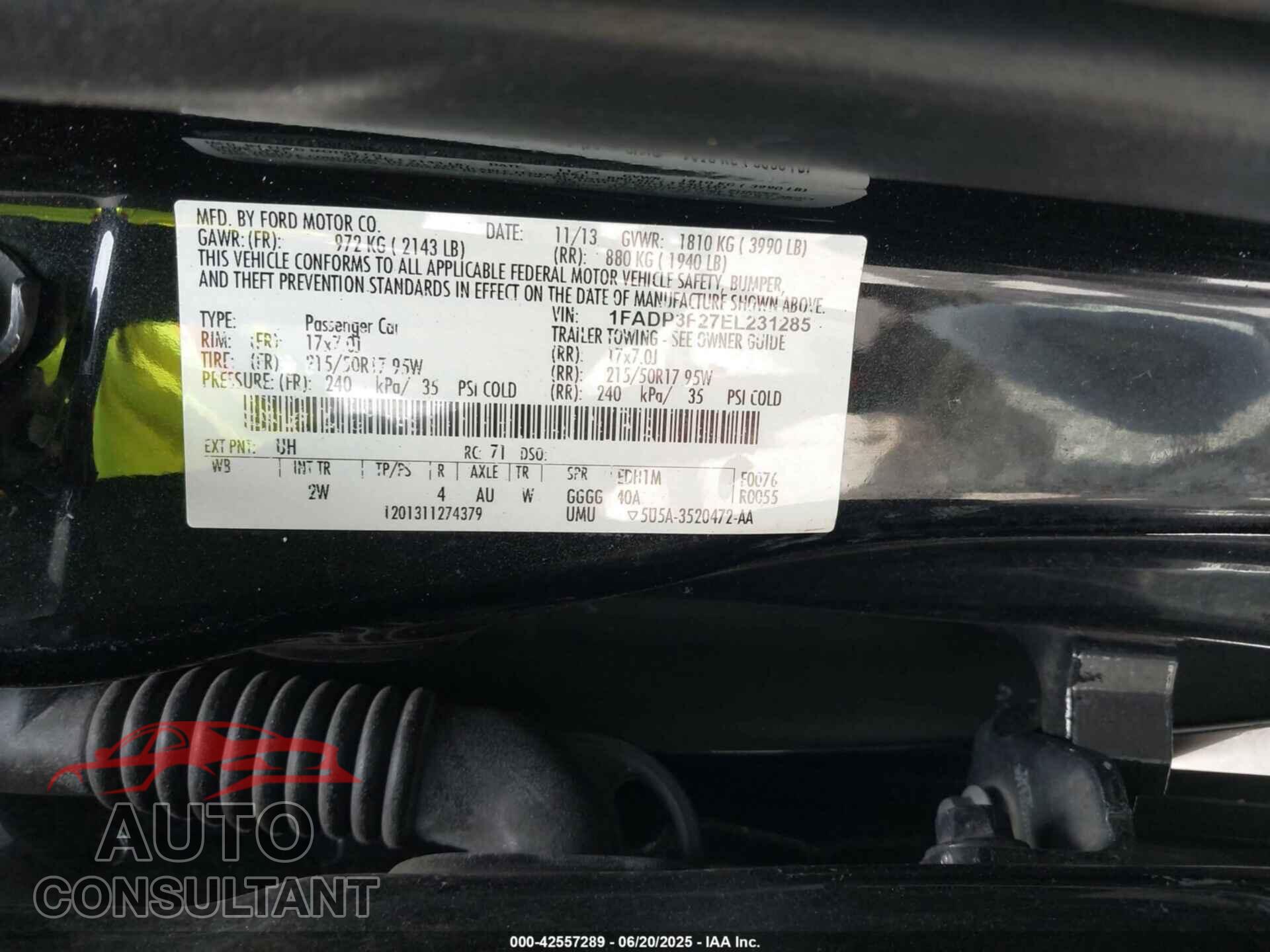 FORD FOCUS 2014 - 1FADP3F27EL231285
