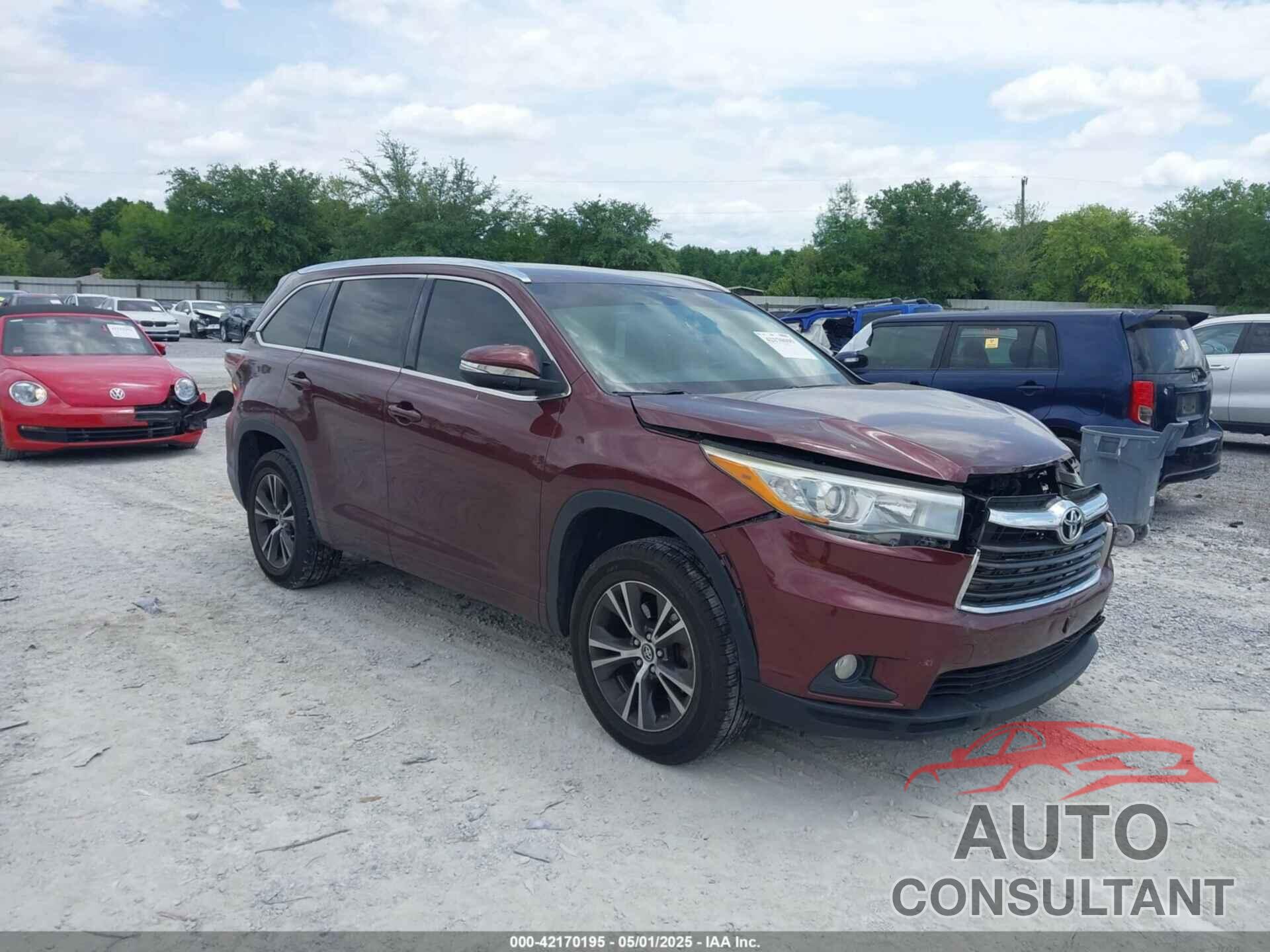 TOYOTA HIGHLANDER 2016 - 5TDKKRFH2GS167956