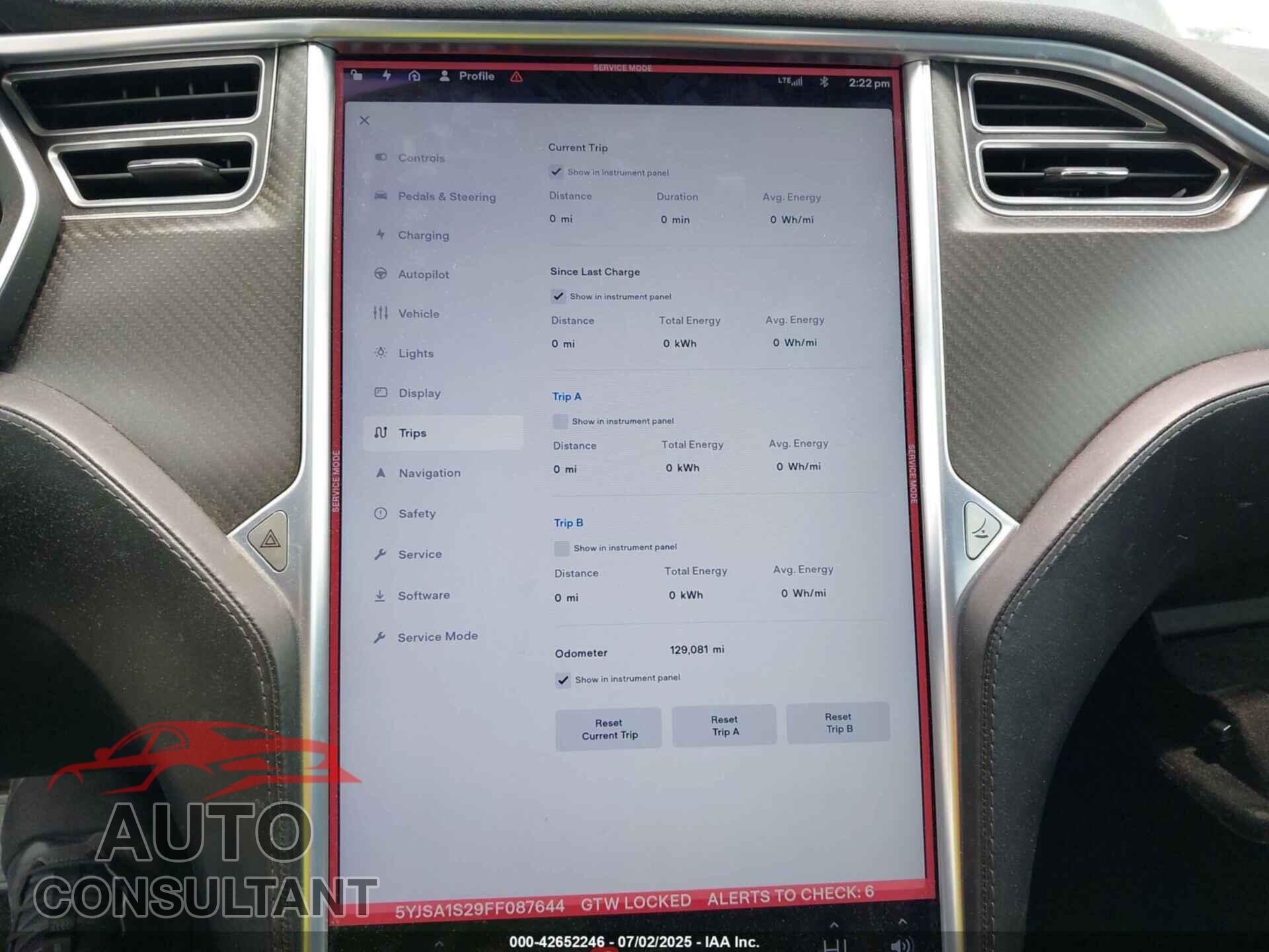 TESLA MODEL S 2015 - 5YJSA1S29FF087644