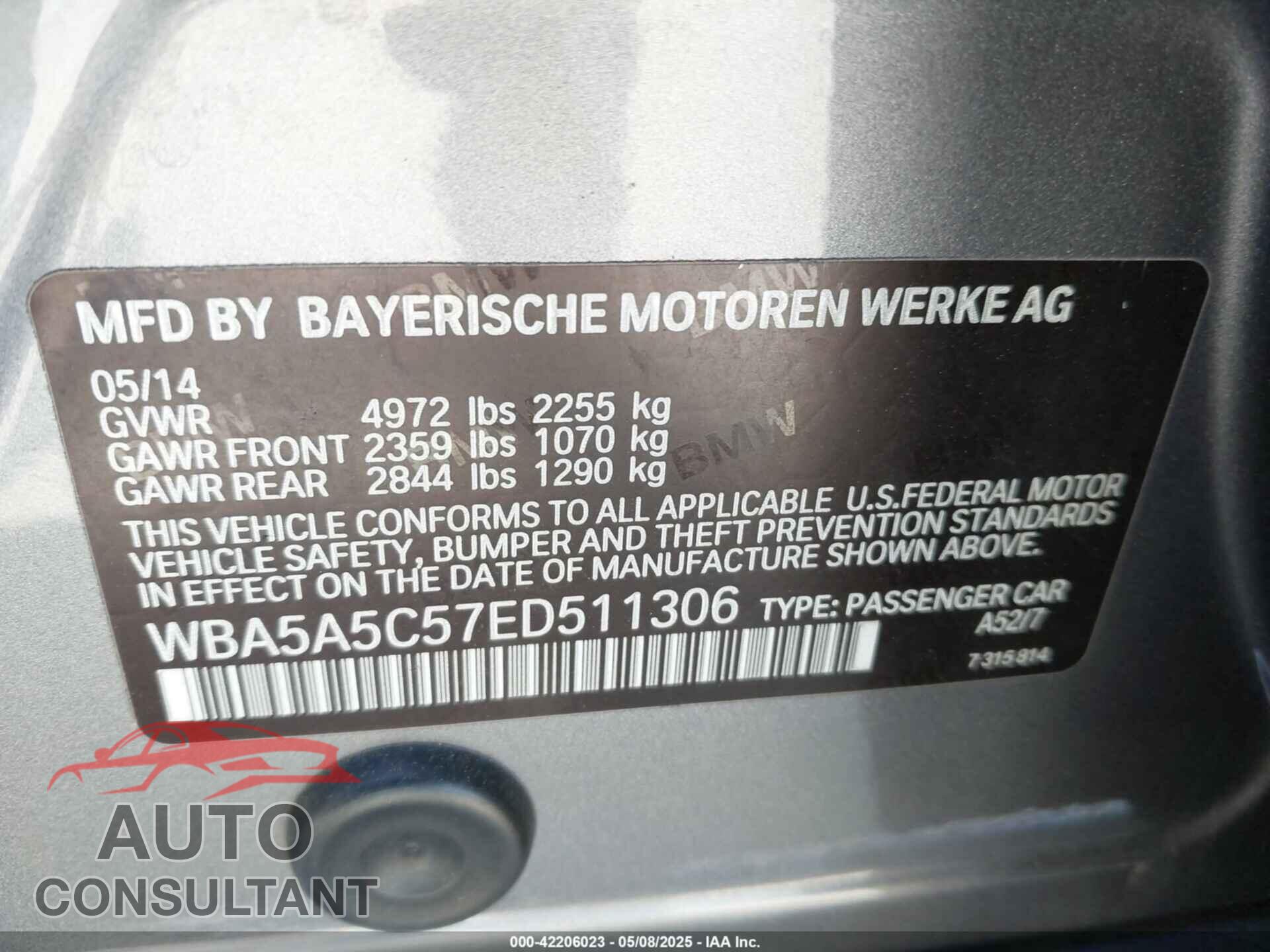 BMW 528I 2014 - WBA5A5C57ED511306