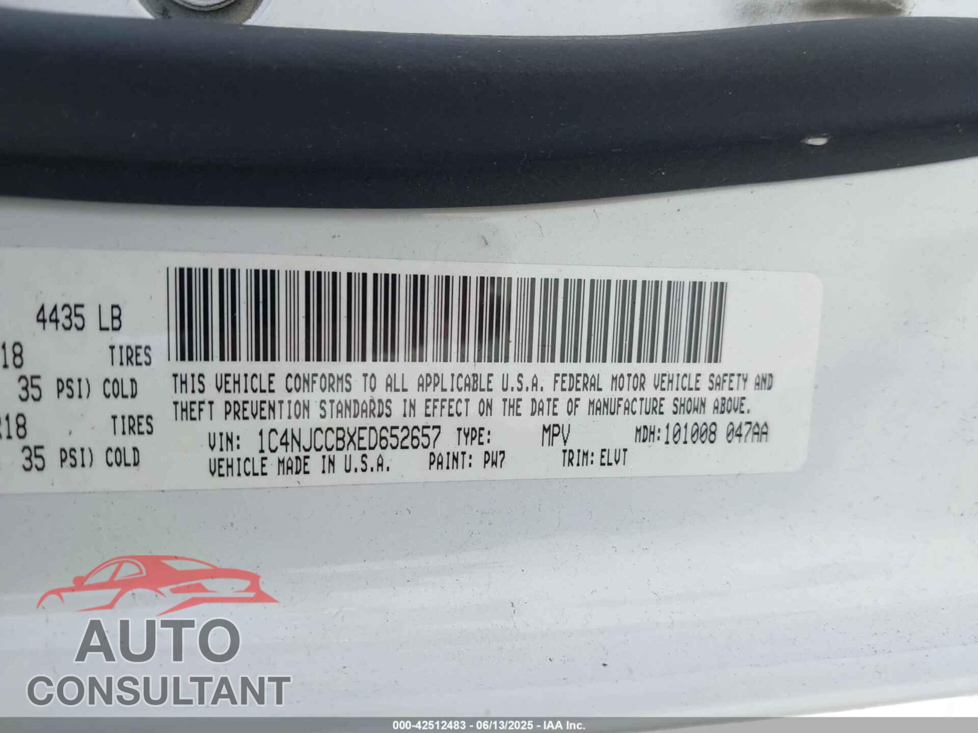JEEP COMPASS 2014 - 1C4NJCCBXED652657