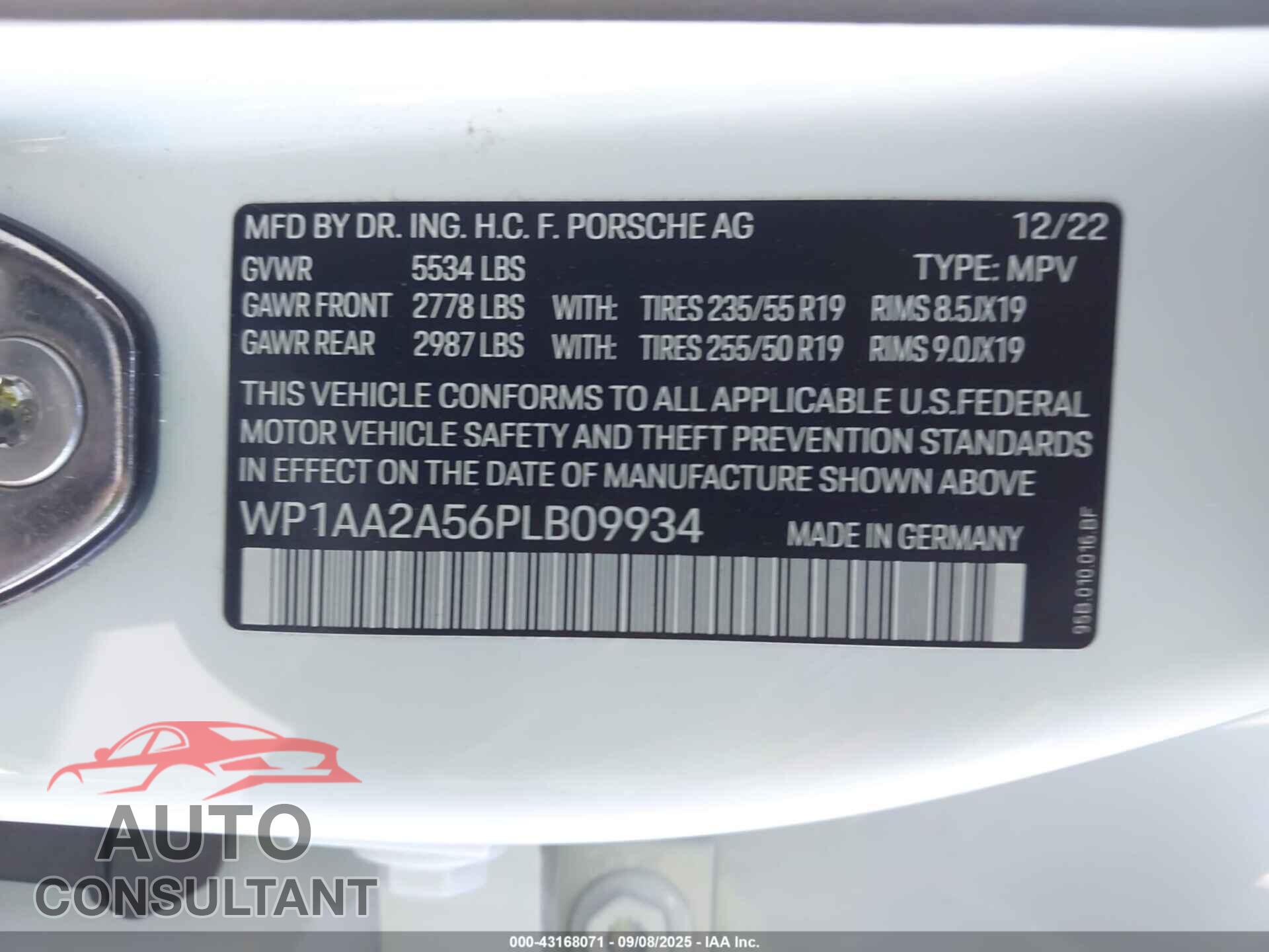 PORSCHE MACAN 2023 - WP1AA2A56PLB09934