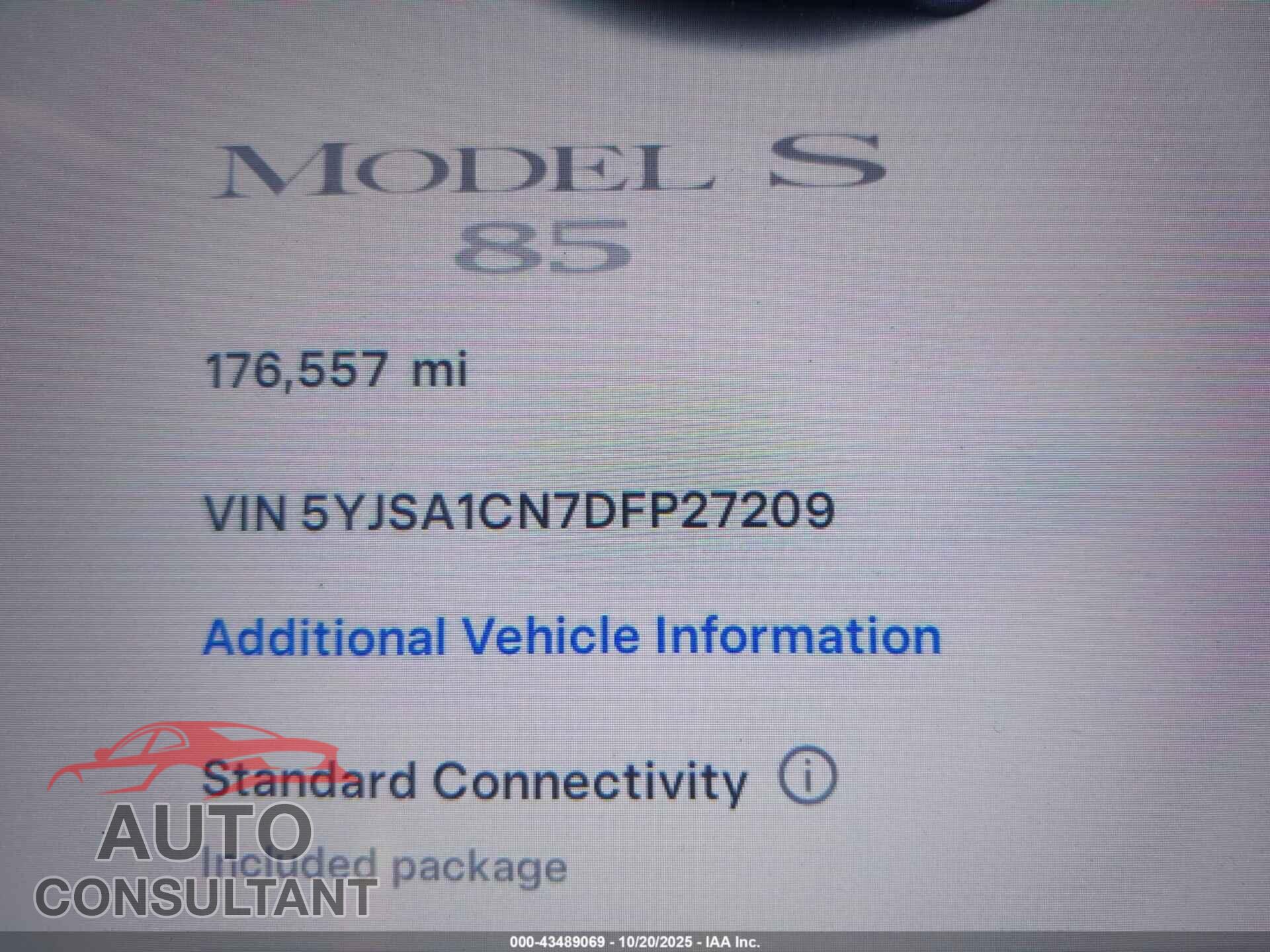TESLA MODEL S 2013 - 5YJSA1CN7DFP27209