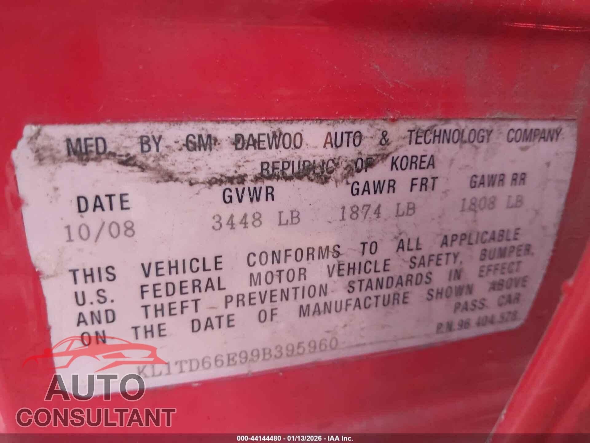 CHEVROLET AVEO 2009 - KL1TD66E99B395960