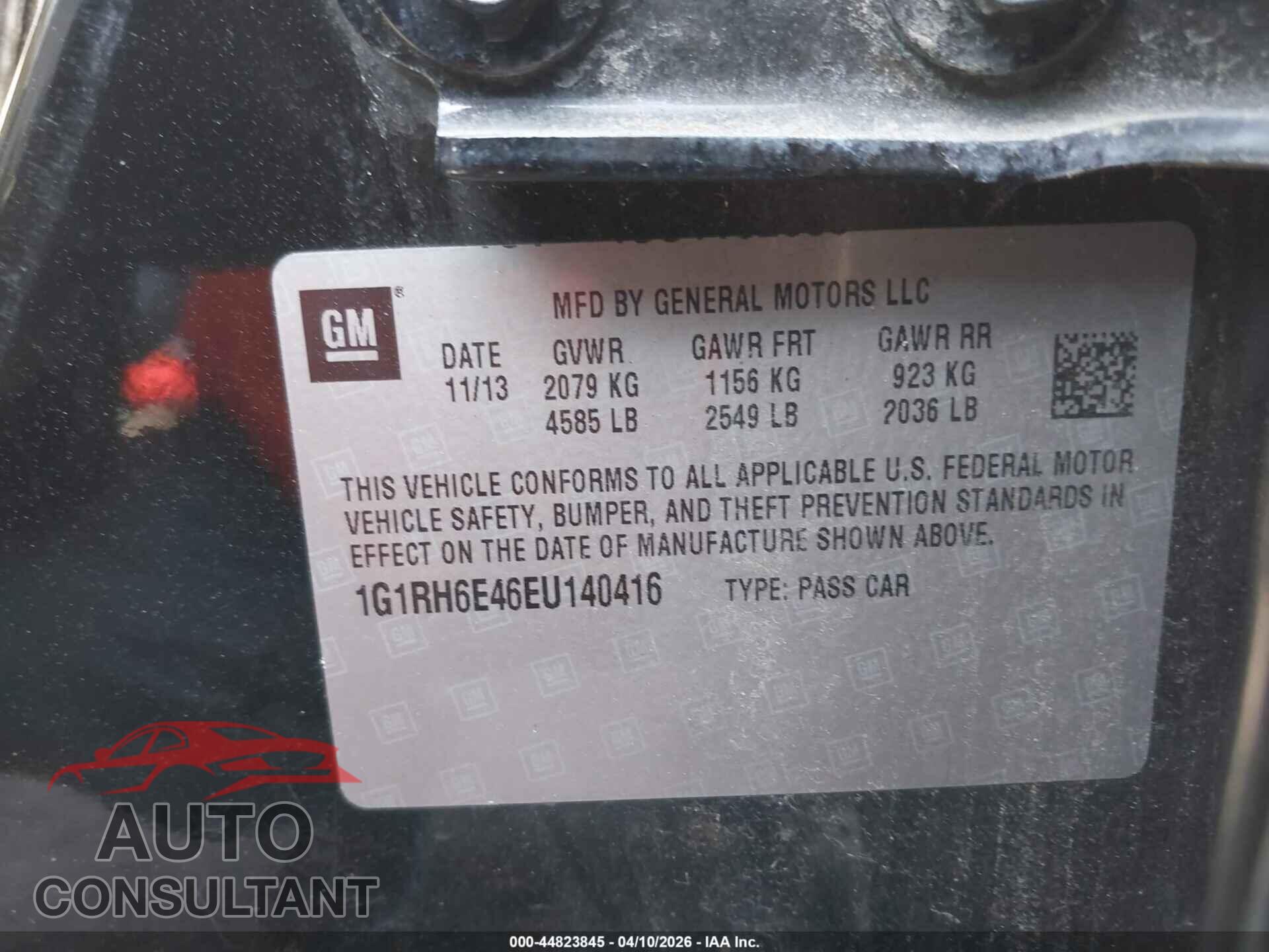 CHEVROLET VOLT 2014 - 1G1RH6E46EU140416