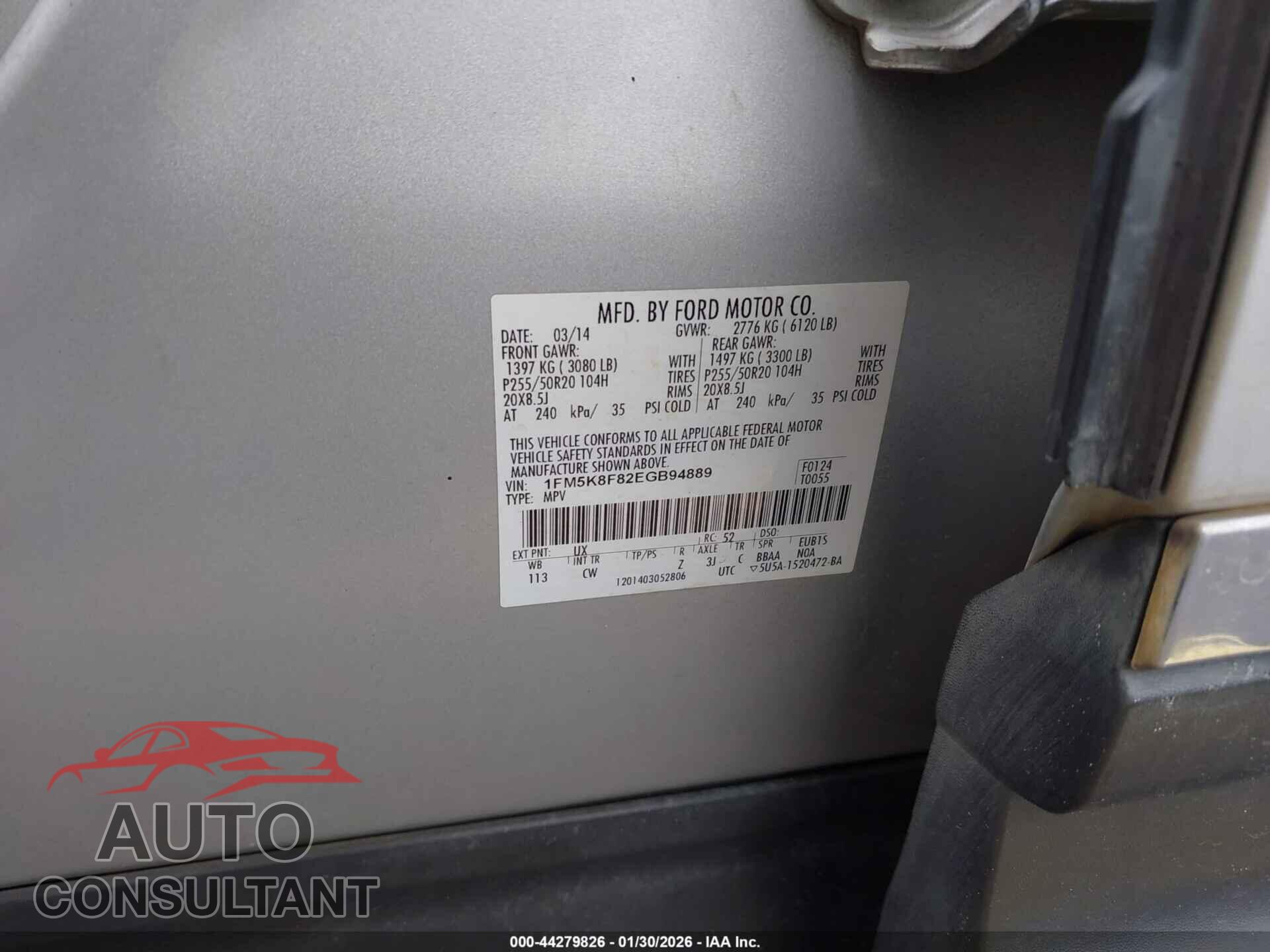 FORD EXPLORER 2014 - 1FM5K8F82EGB94889