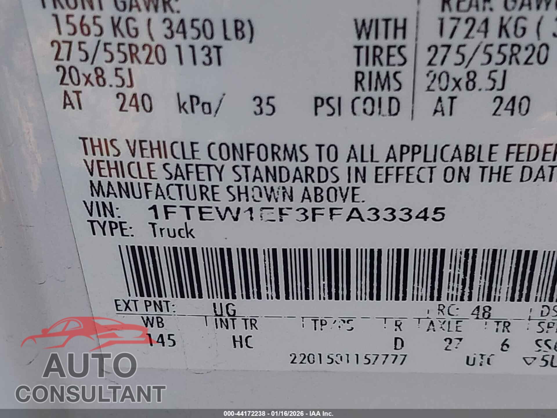 FORD F-150 2015 - 1FTEW1EF3FFA33345