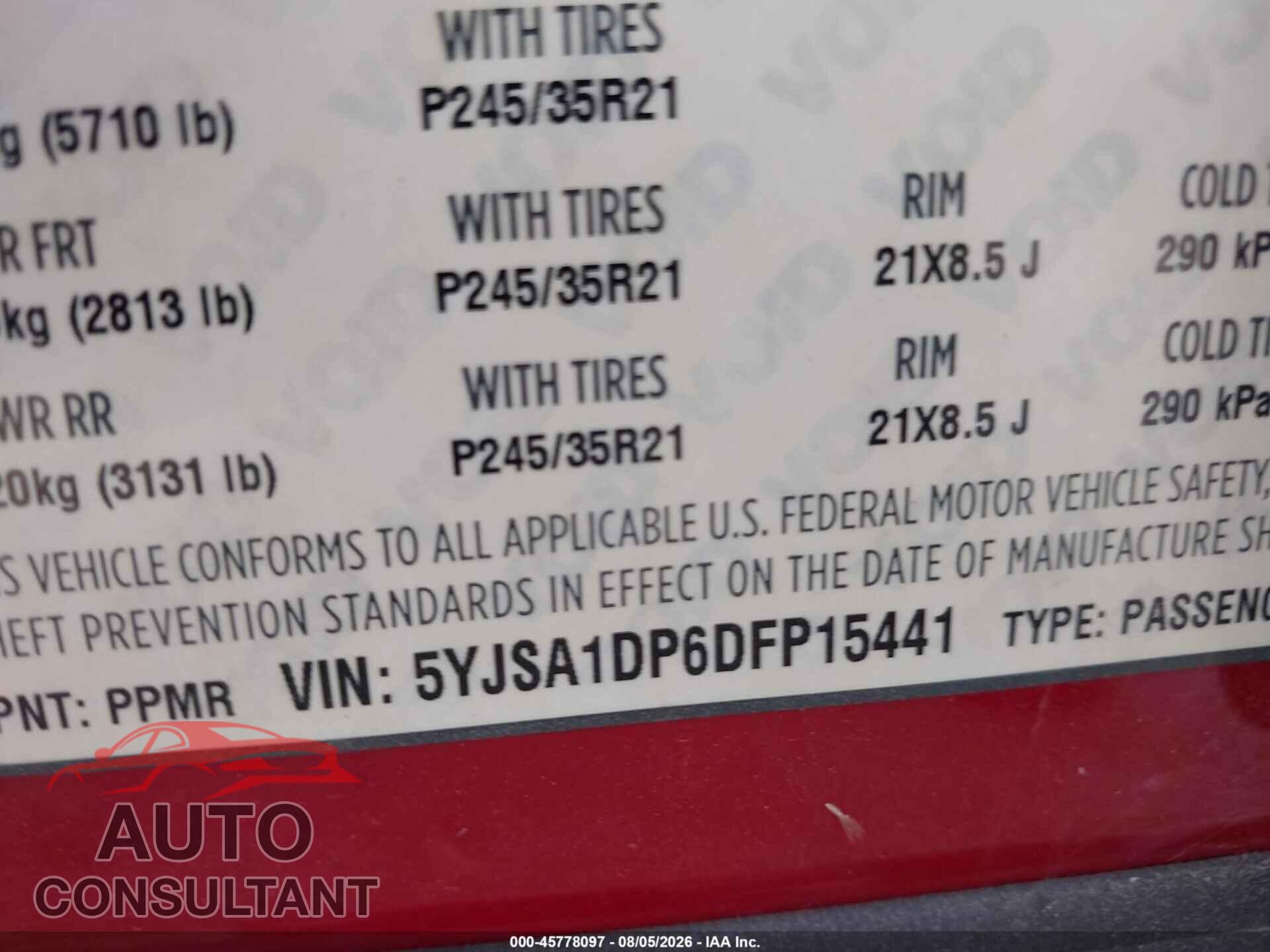 TESLA MODEL S 2013 - 5YJSA1DP6DFP15441
