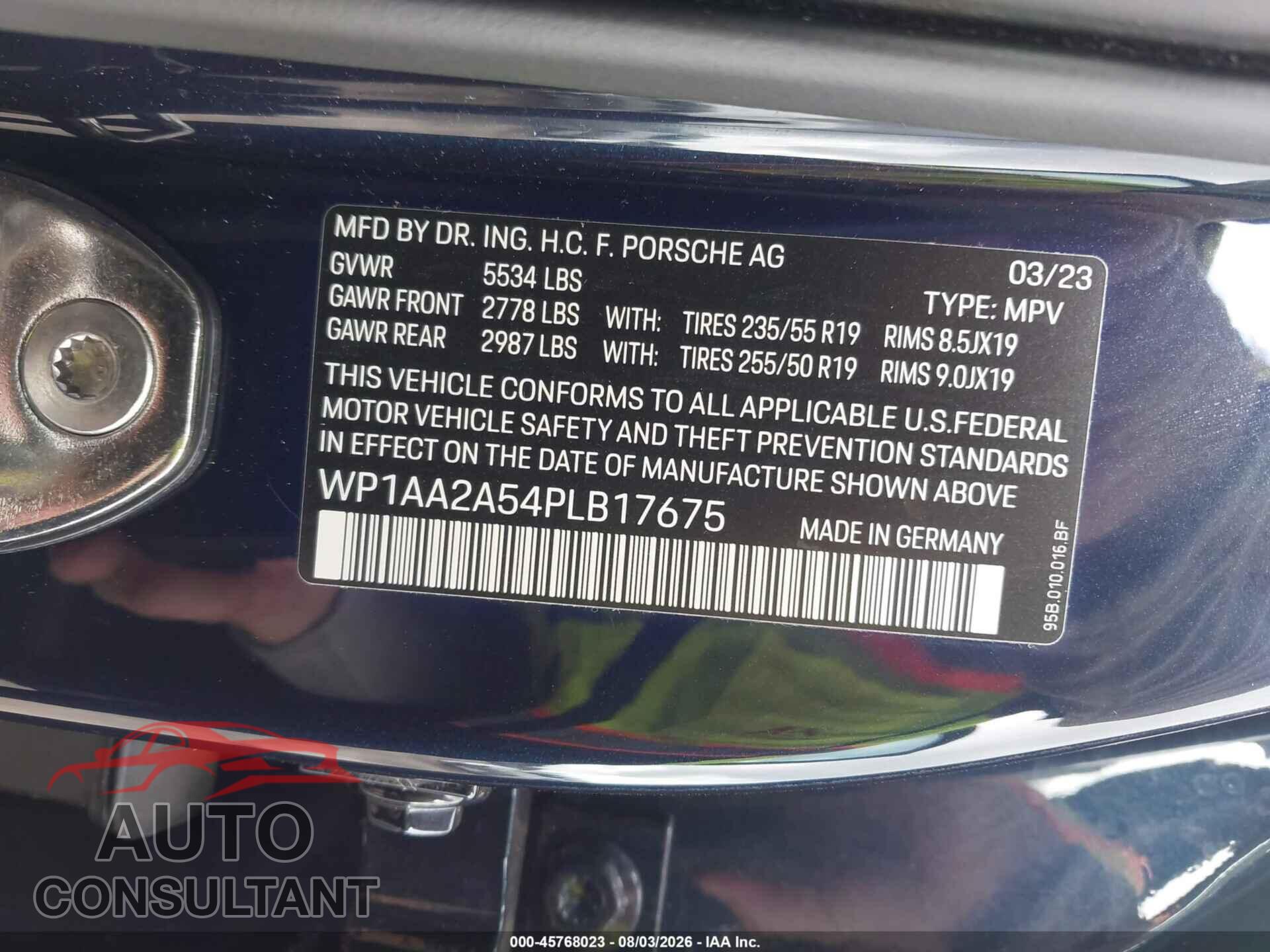 PORSCHE MACAN 2023 - WP1AA2A54PLB17675