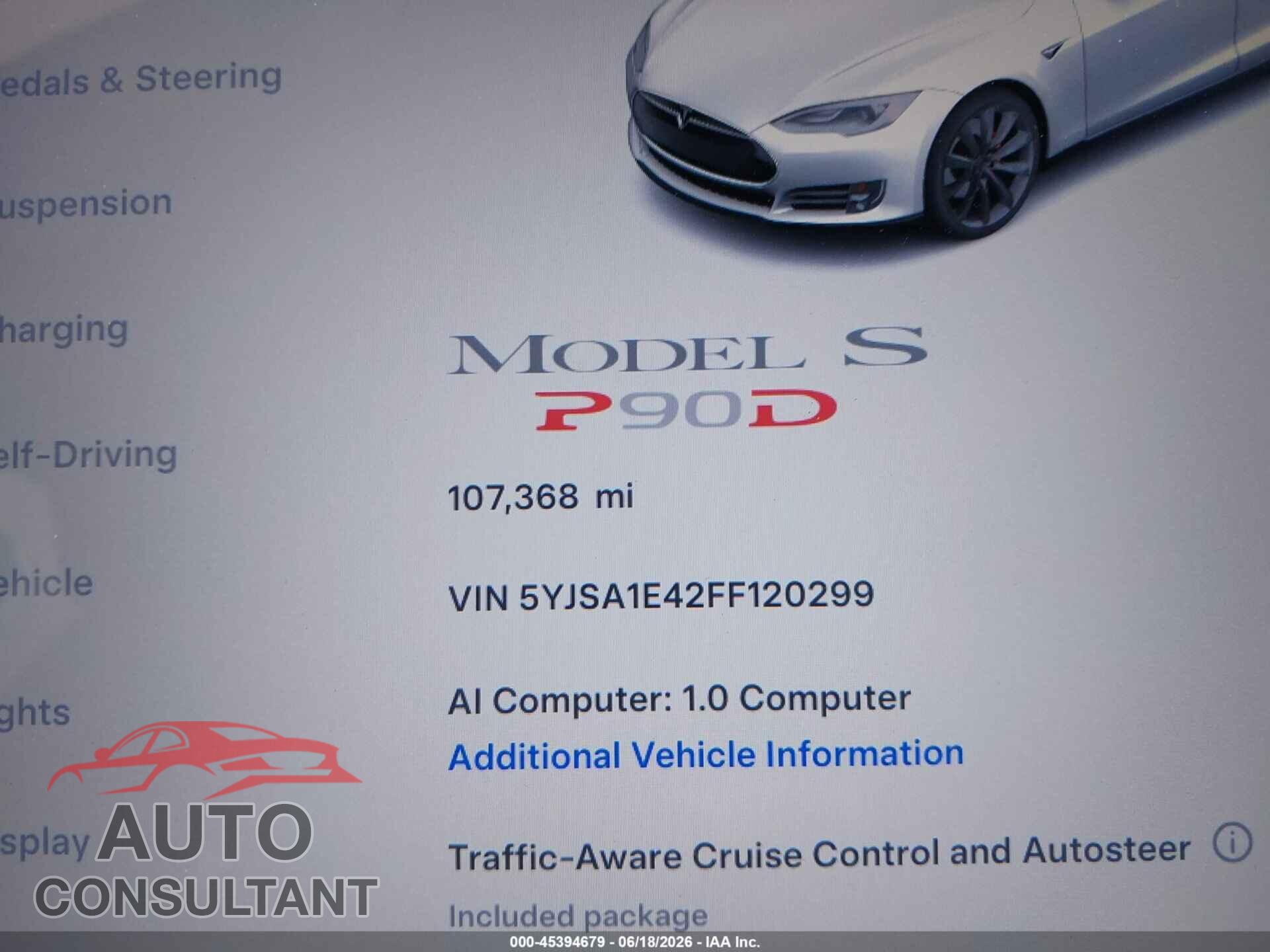 TESLA MODEL S 2015 - 5YJSA1E42FF120299