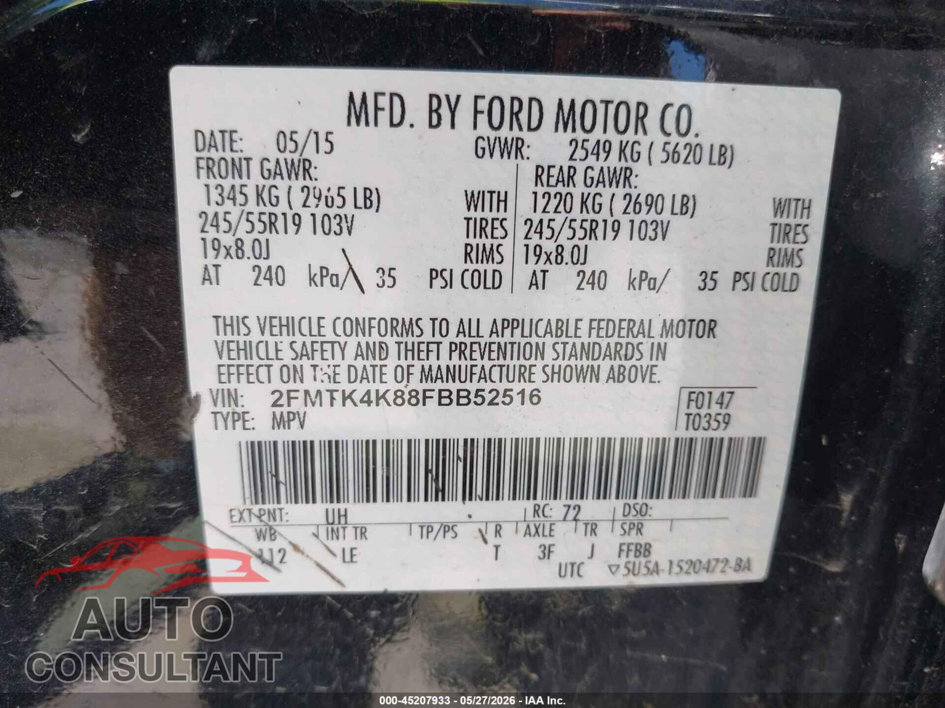FORD EDGE 2015 - 2FMTK4K88FBB52516