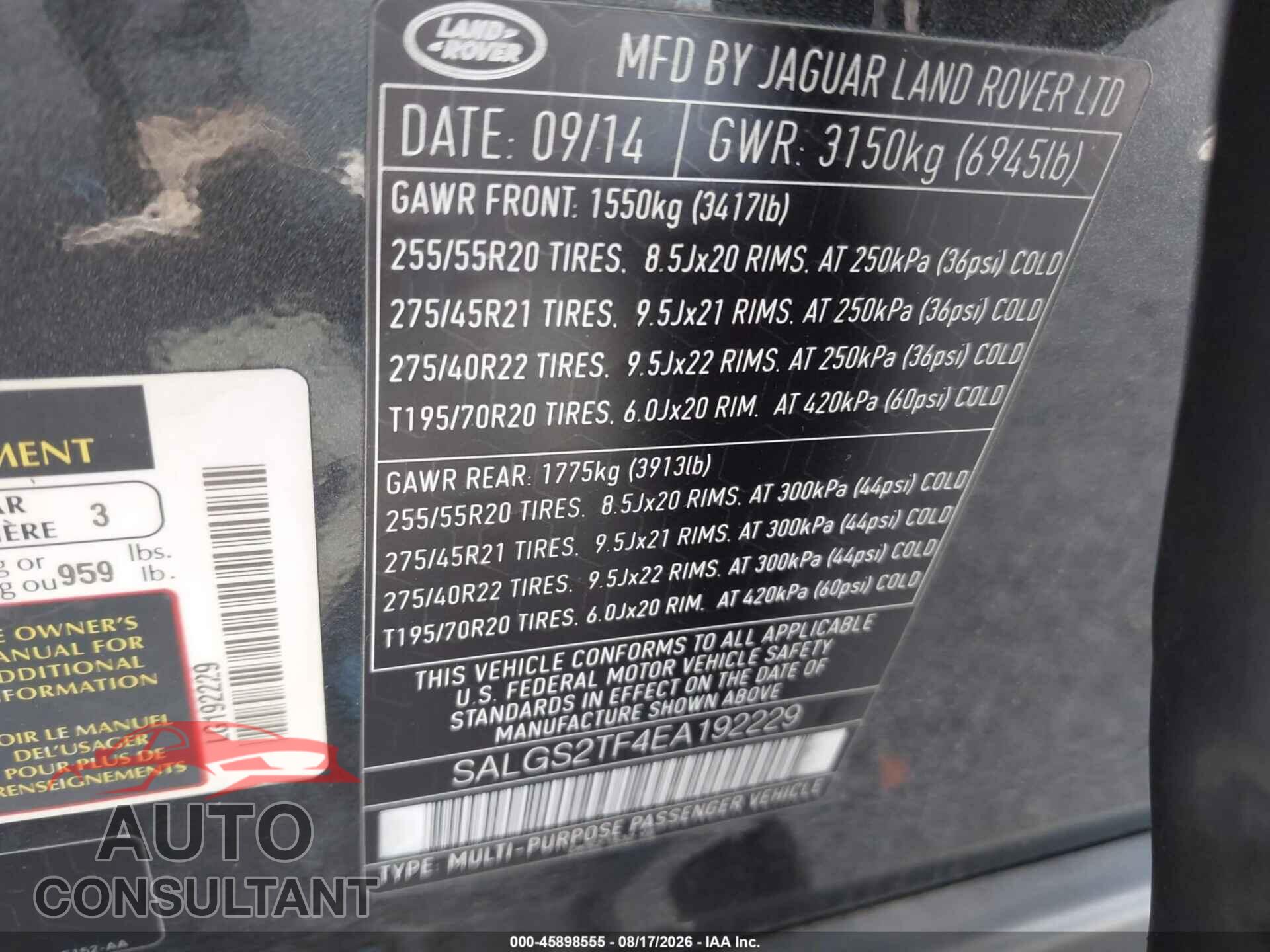 LAND ROVER RANGE ROVER 2014 - SALGS2TF4EA192229