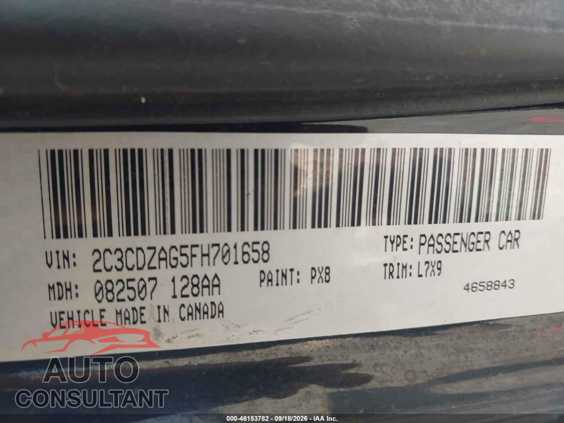 DODGE CHALLENGER 2015 - 2C3CDZAG5FH701658