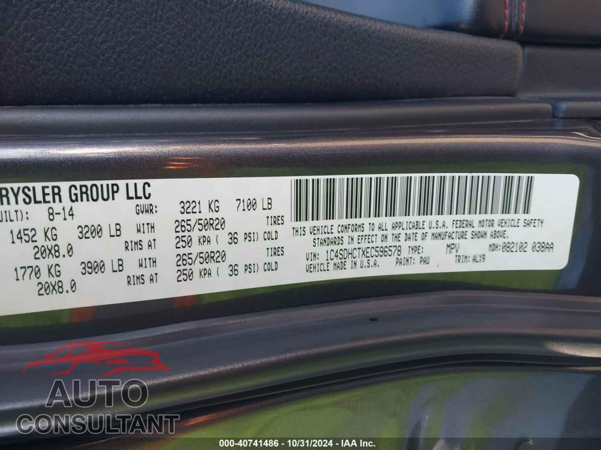 DODGE DURANGO 2014 - 1C4SDHCTXEC596578