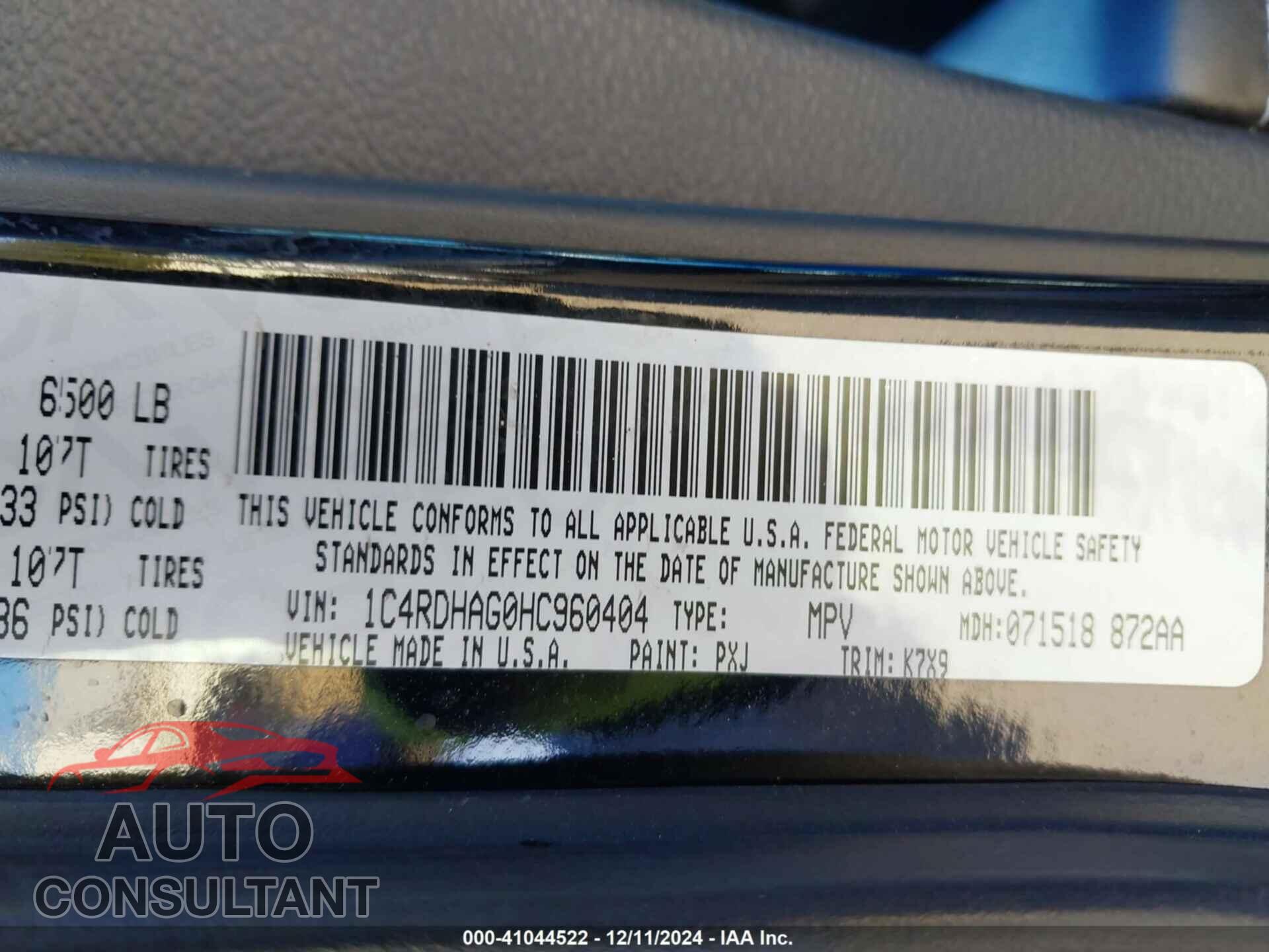 DODGE DURANGO 2017 - 1C4RDHAG0HC960404