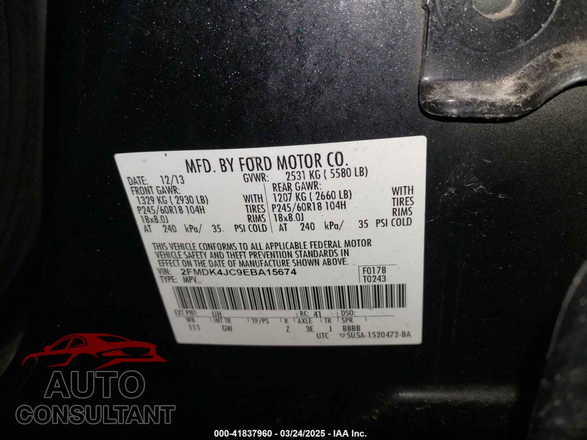 FORD EDGE 2014 - 2FMDK4JC9EBA15674