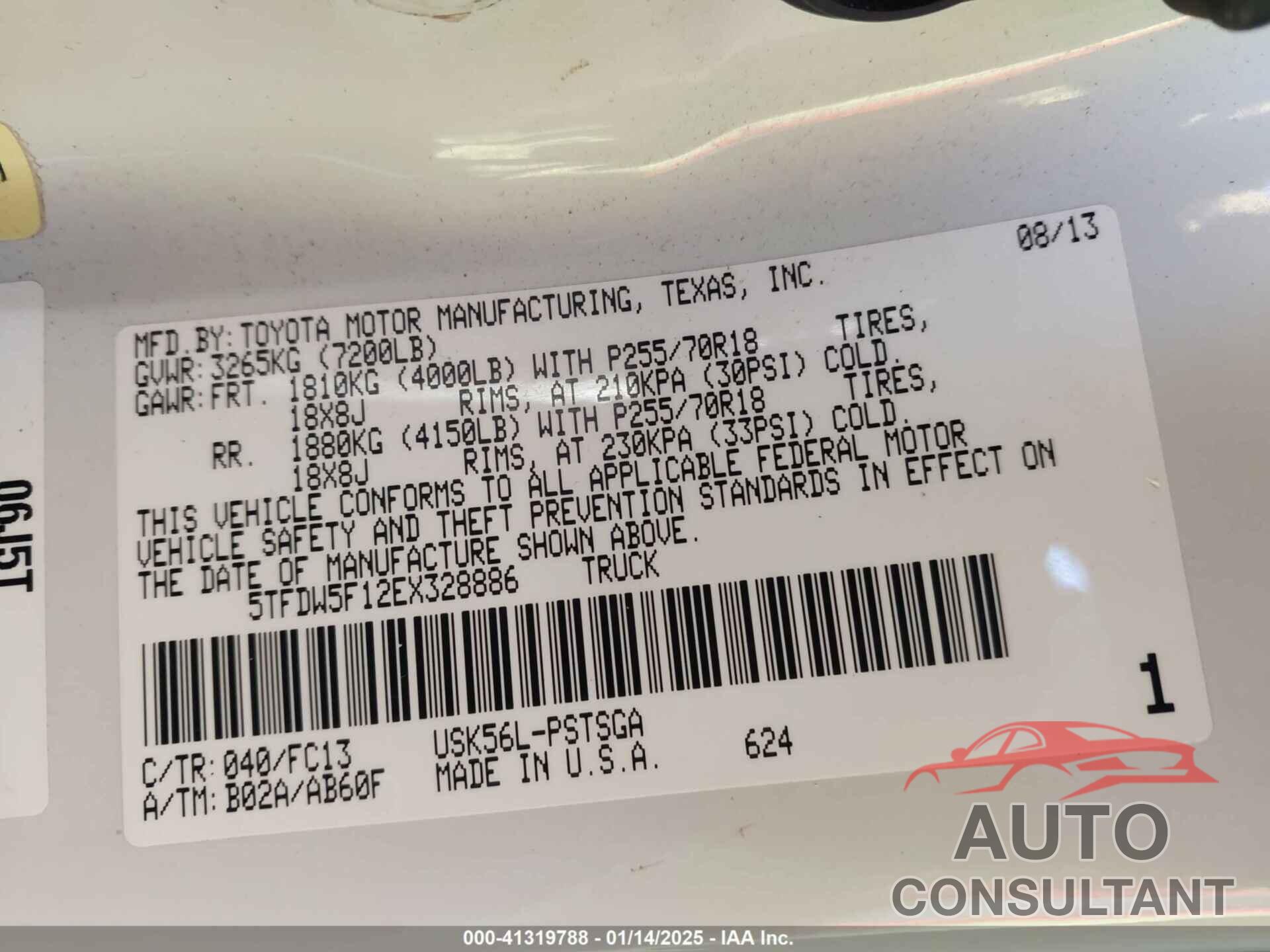 TOYOTA TUNDRA 2014 - 5TFDW5F12EX328886