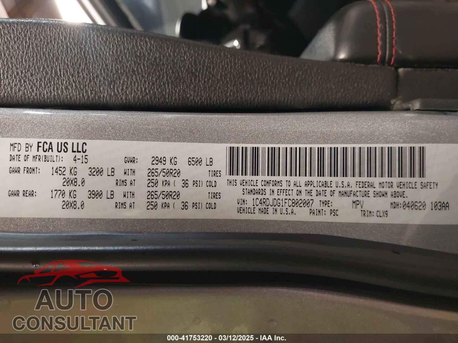 DODGE DURANGO 2014 - 1C4SDJCT0EC514316