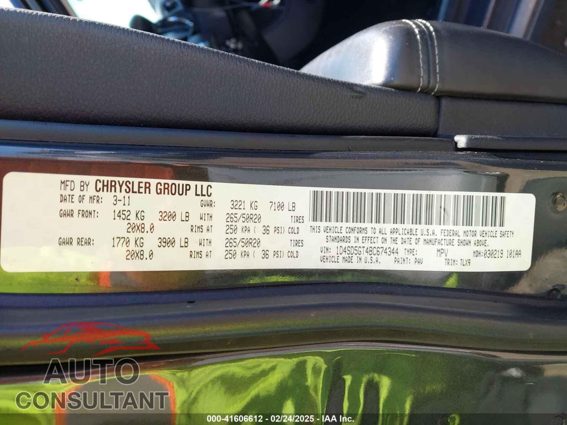 DODGE DURANGO 2011 - 1D4SD5GT4BC674344