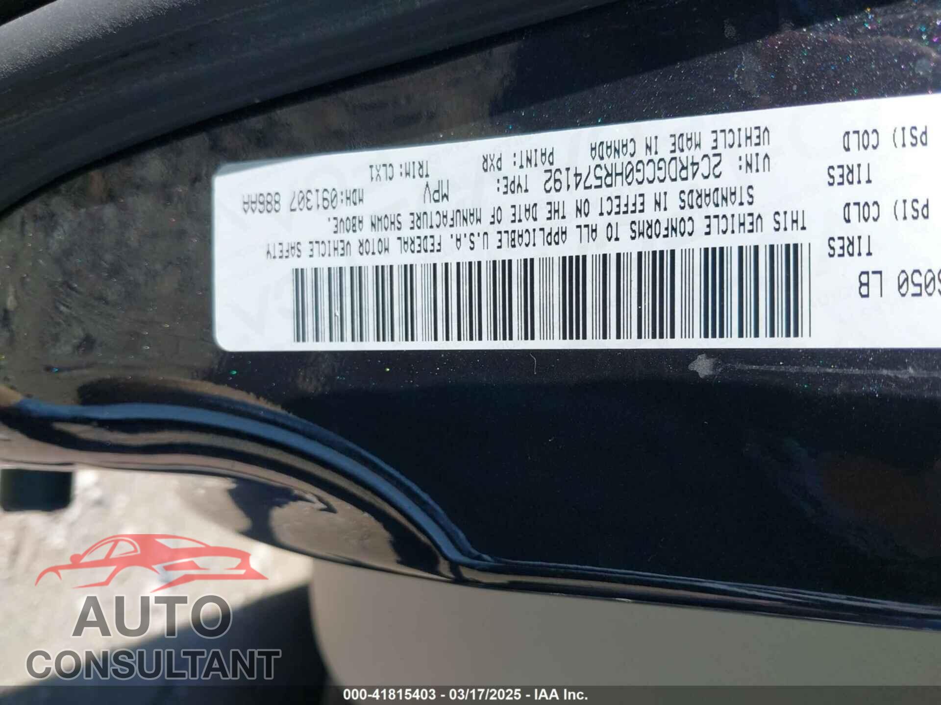 DODGE GRAND CARAVAN 2017 - 2C4RDGCG0HR574192