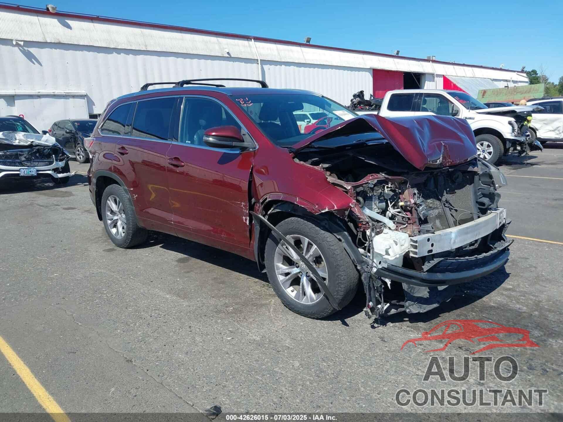 TOYOTA HIGHLANDER 2015 - 5TDJKRFH0FS155766