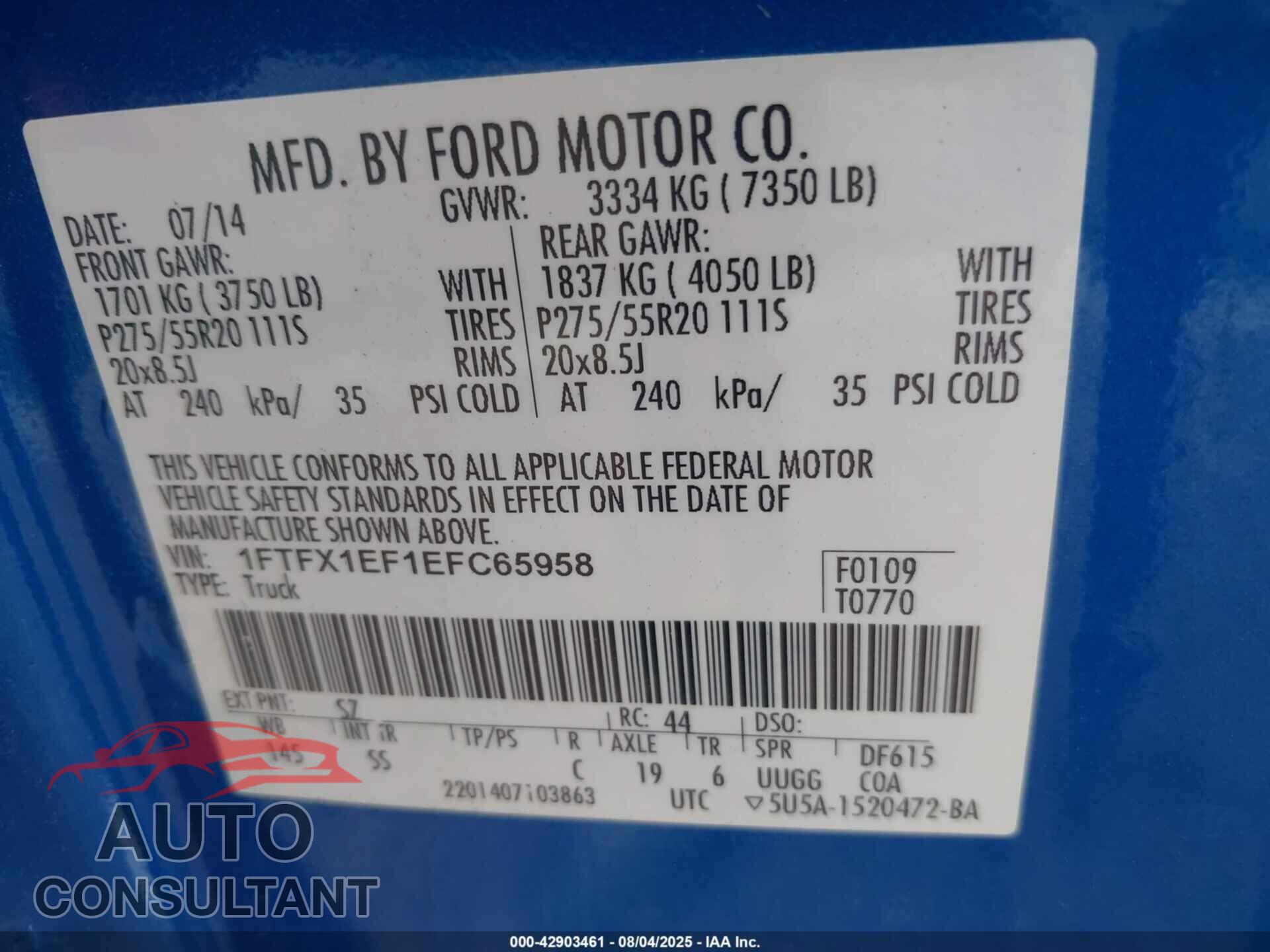 FORD F-150 2014 - 1FTFX1EF1EFC65958