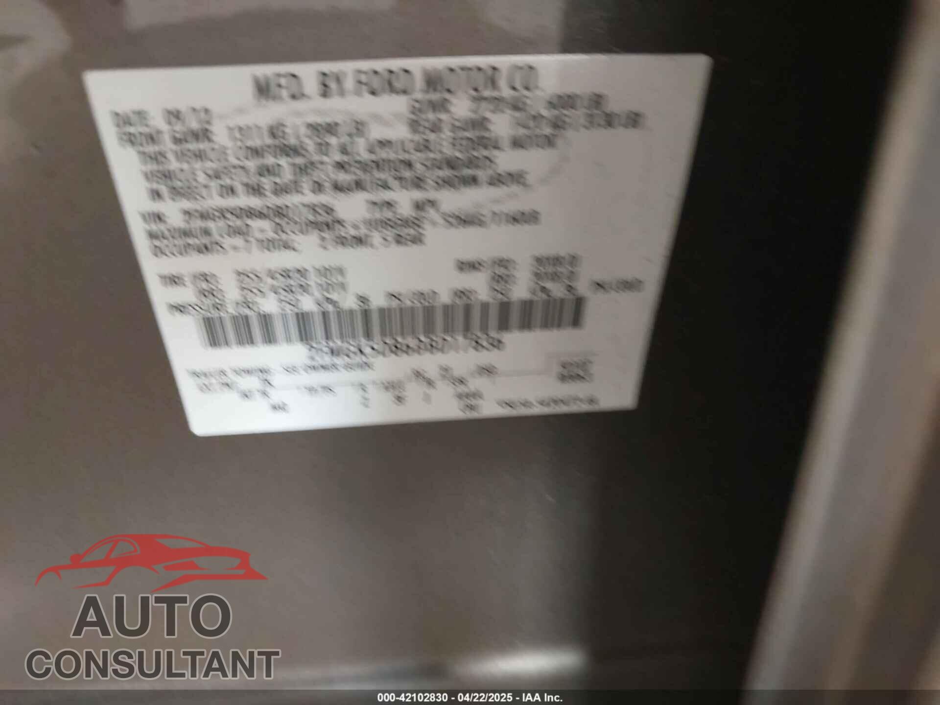 FORD FLEX 2013 - 2FMGK5D86DBD17836