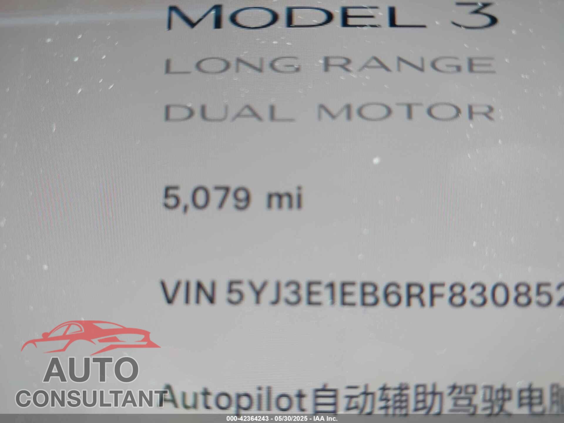 TESLA MODEL 3 2024 - 5YJ3E1EB6RF830852