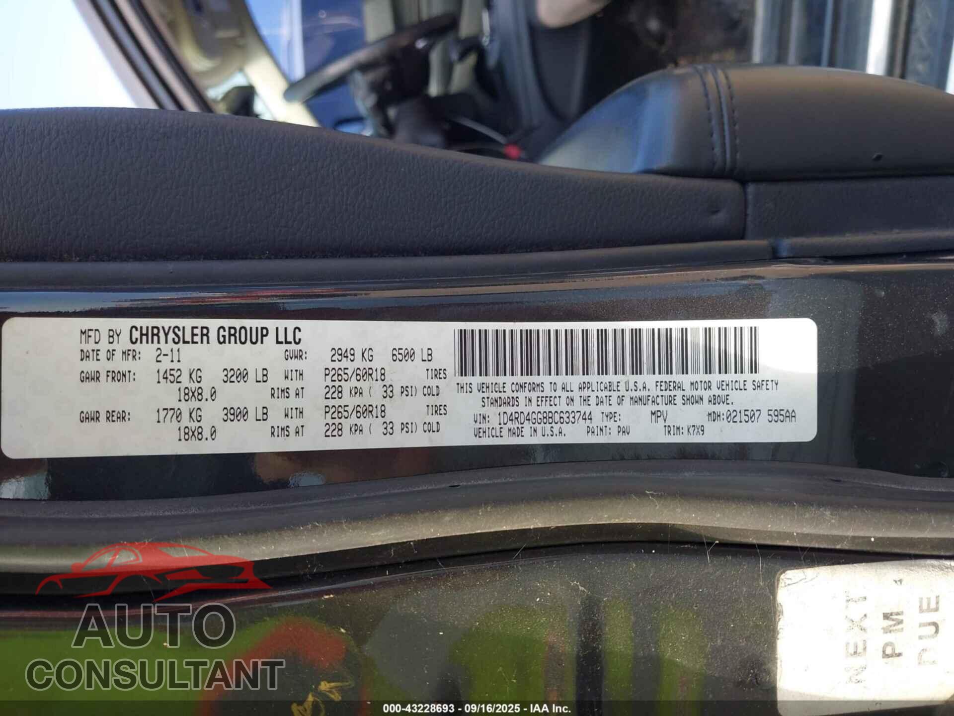 DODGE DURANGO 2011 - 1D4RD4GG8BC633744