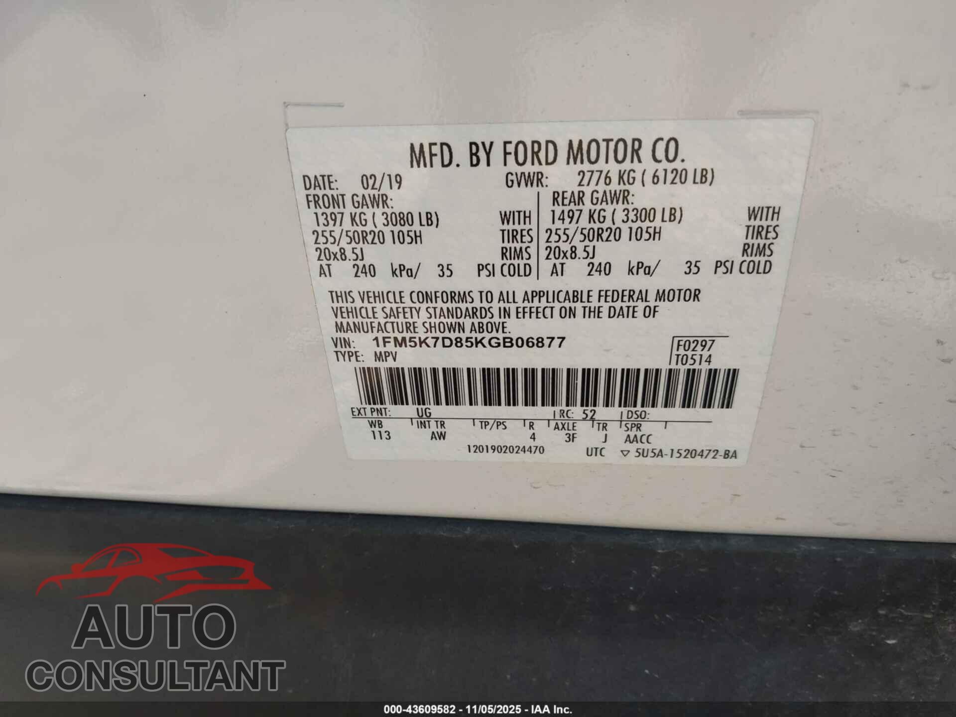 FORD EXPLORER 2019 - 1FM5K7D85KGB06877