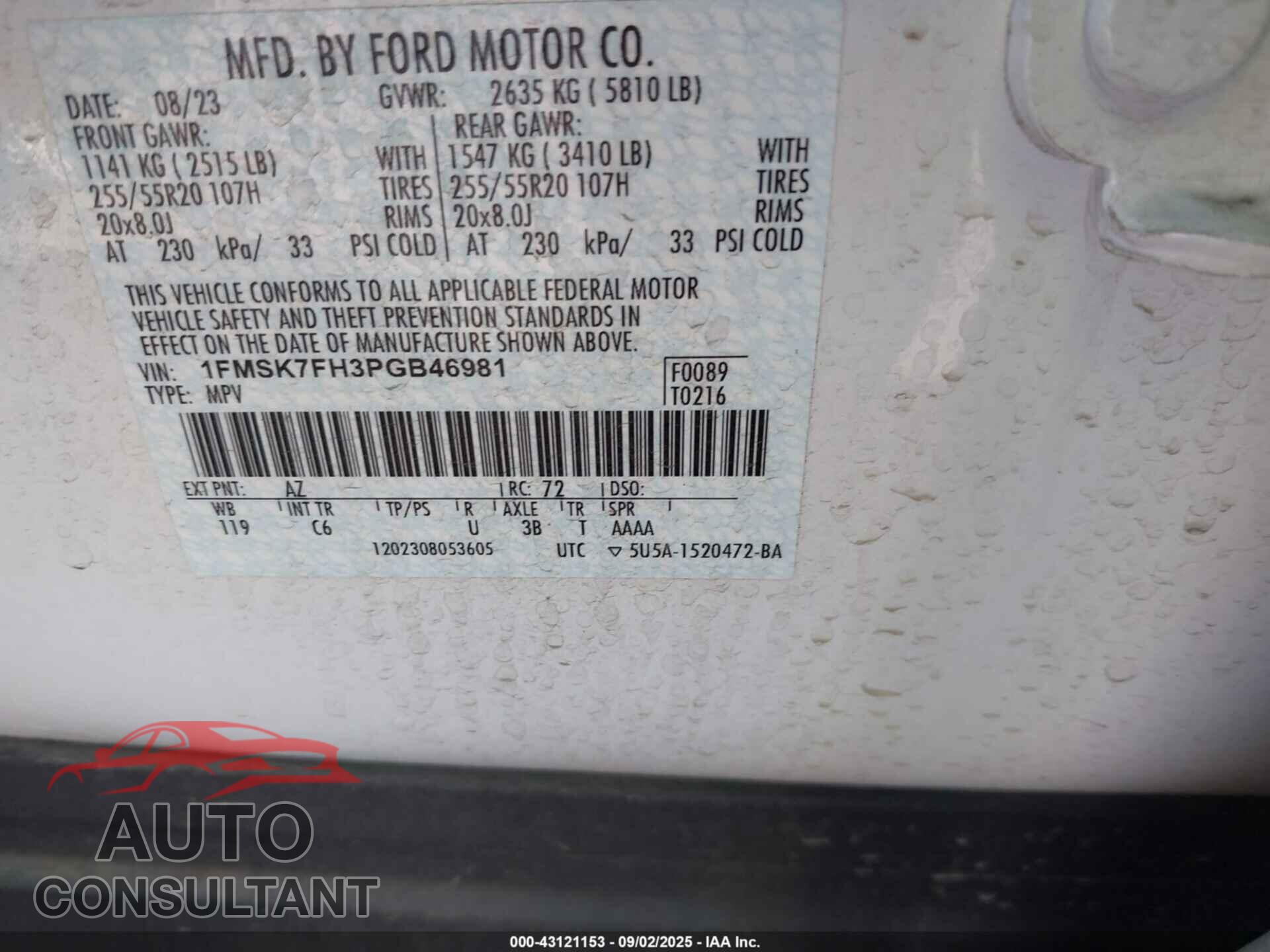 FORD EXPLORER 2023 - 1FMSK7FH3PGB46981