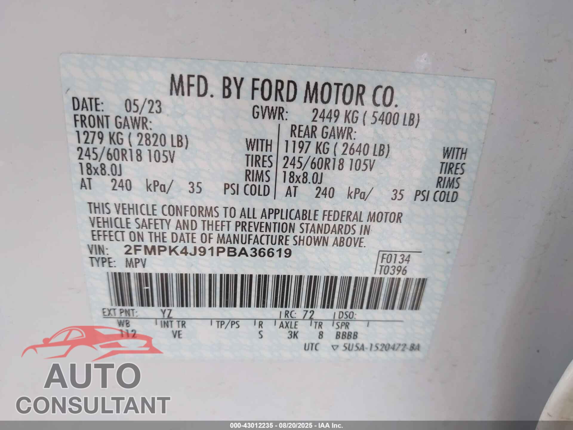 FORD EDGE 2023 - 2FMPK4J91PBA36619