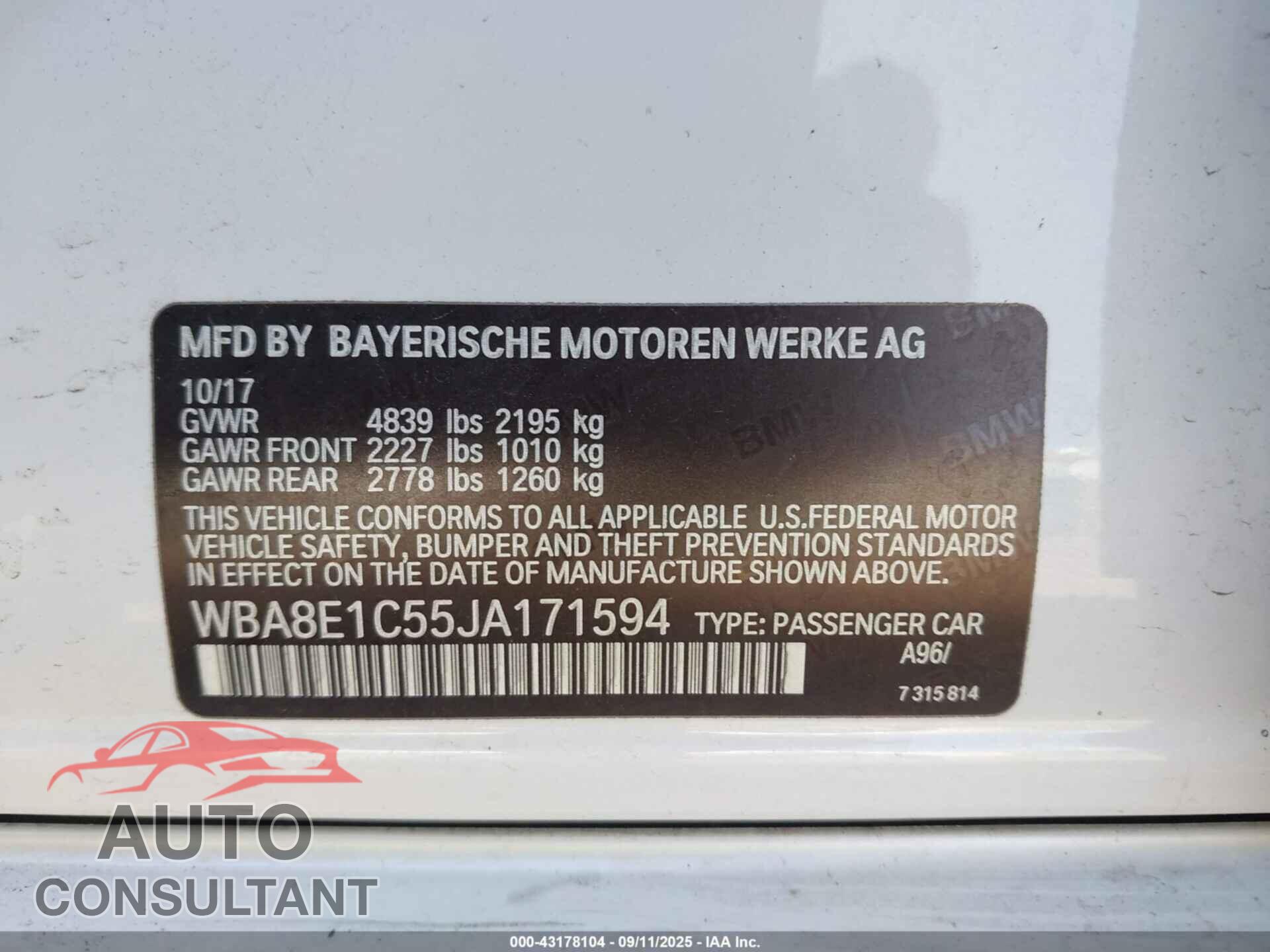 BMW 330E 2018 - WBA8E1C55JA171594
