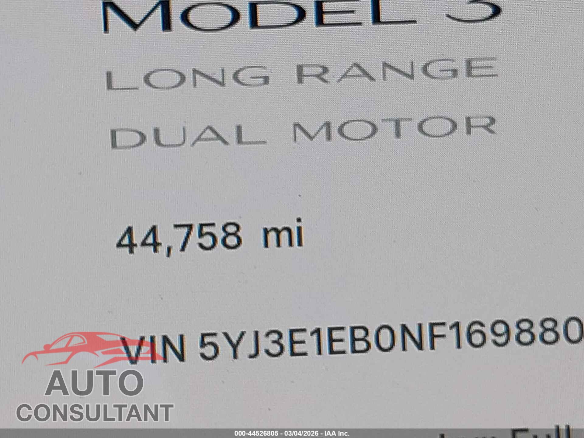 TESLA MODEL 3 2022 - 5YJ3E1EB0NF169880