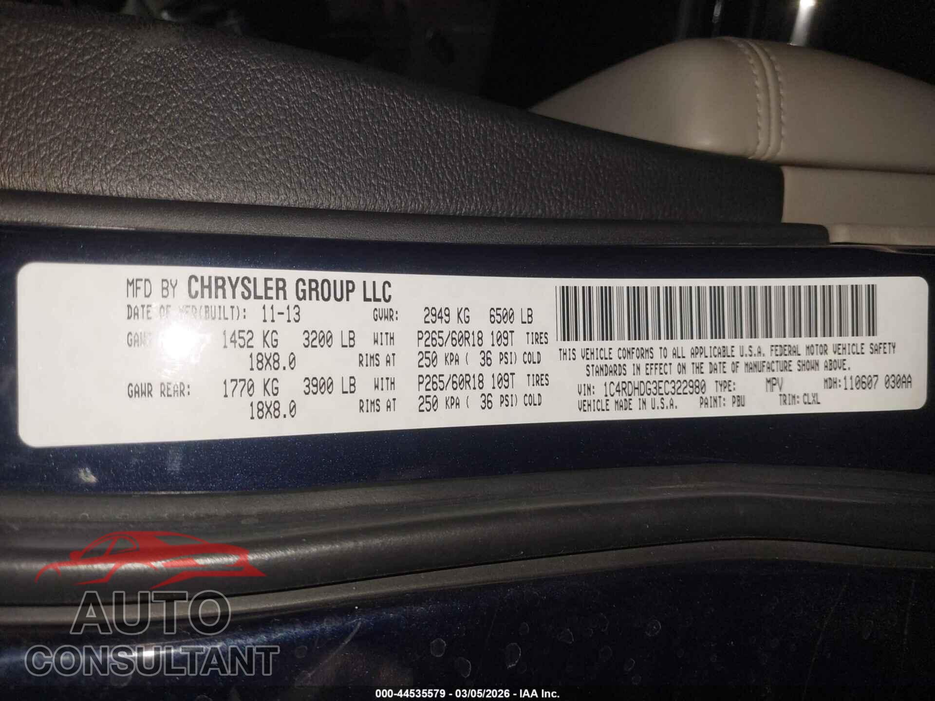 DODGE DURANGO 2014 - 1C4RDHDG3EC322980