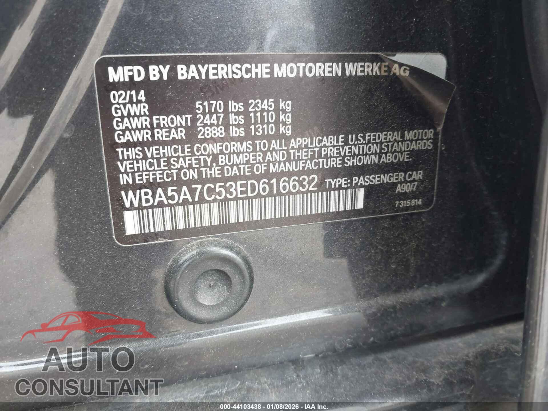 BMW 528I 2014 - WBA5A7C53ED616632