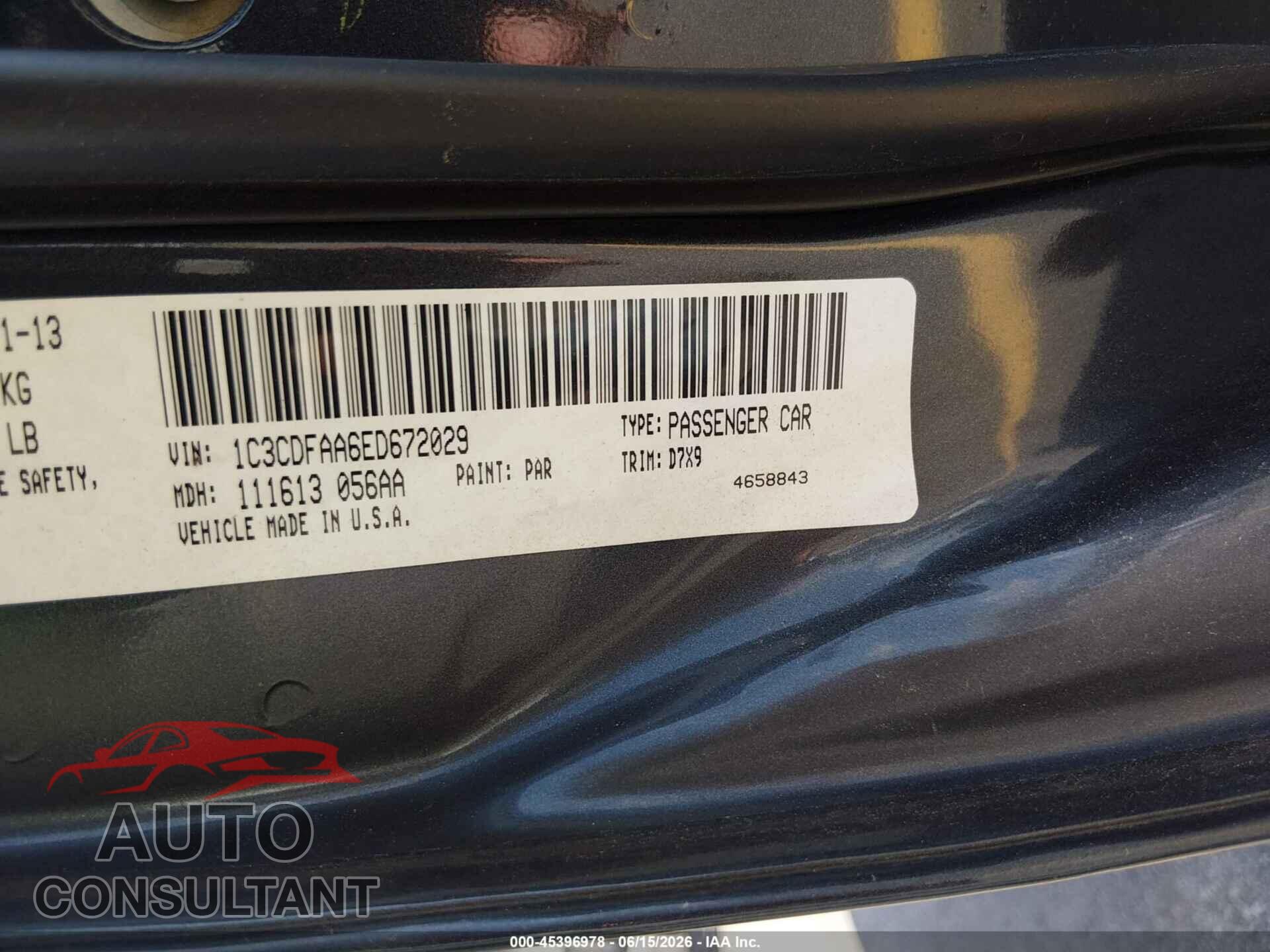 DODGE DART 2014 - 1C3CDFAA6ED672029
