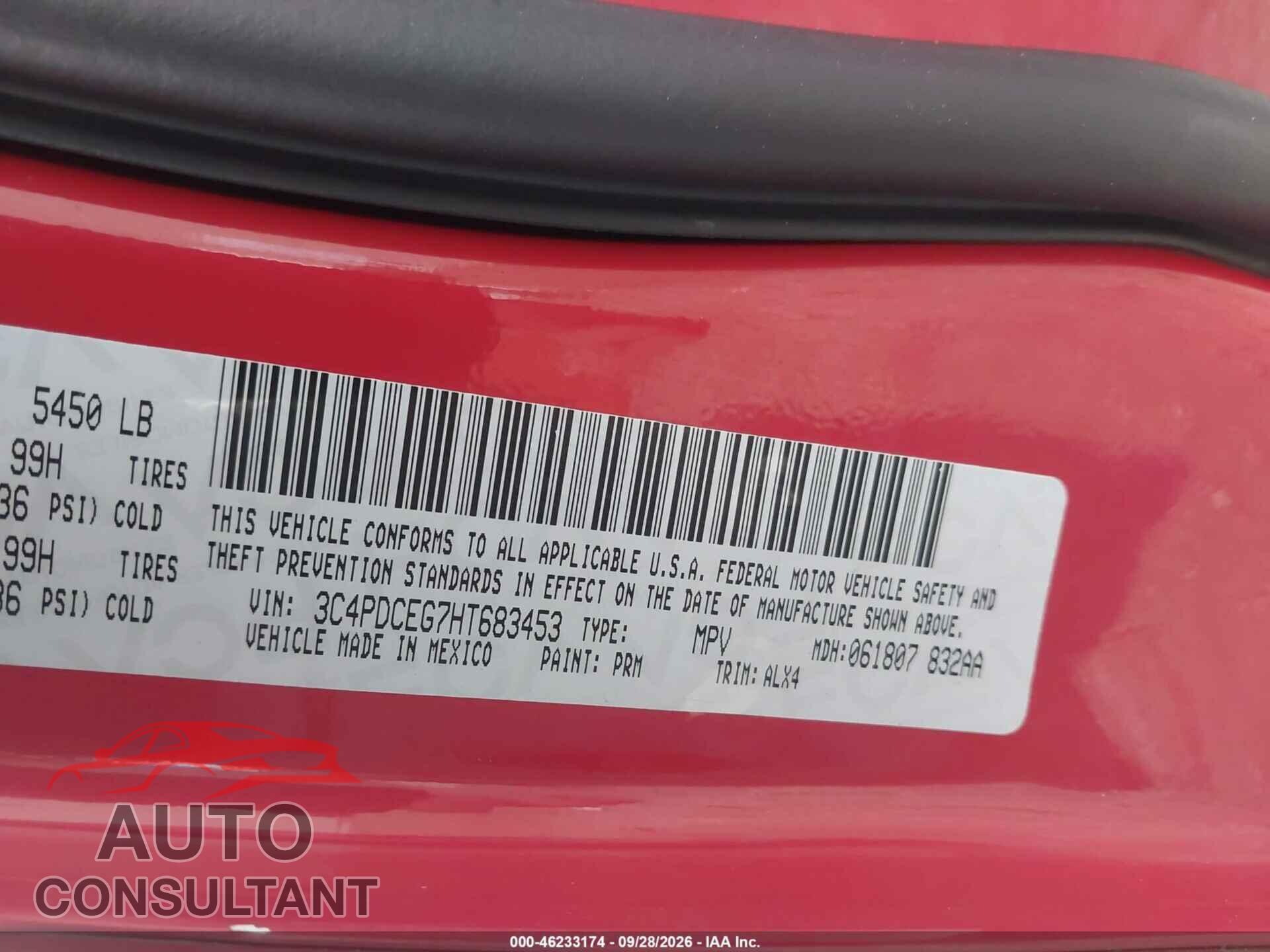 DODGE JOURNEY 2017 - 3C4PDCEG7HT683453