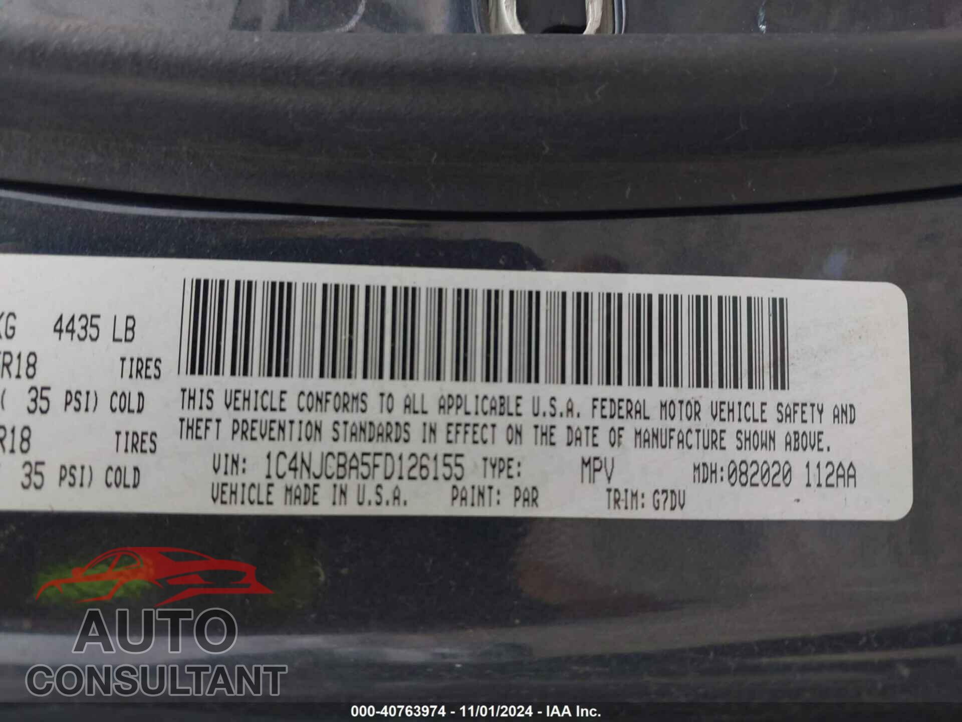 JEEP COMPASS 2015 - 1C4NJCBA5FD126155
