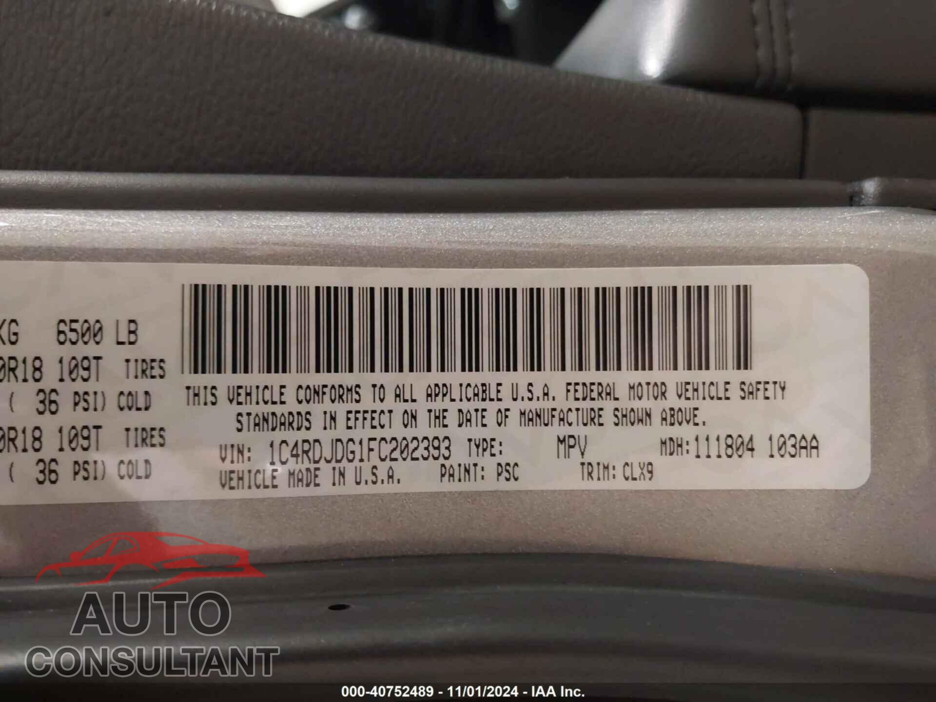 DODGE DURANGO 2015 - 1C4RDJDG1FC202393